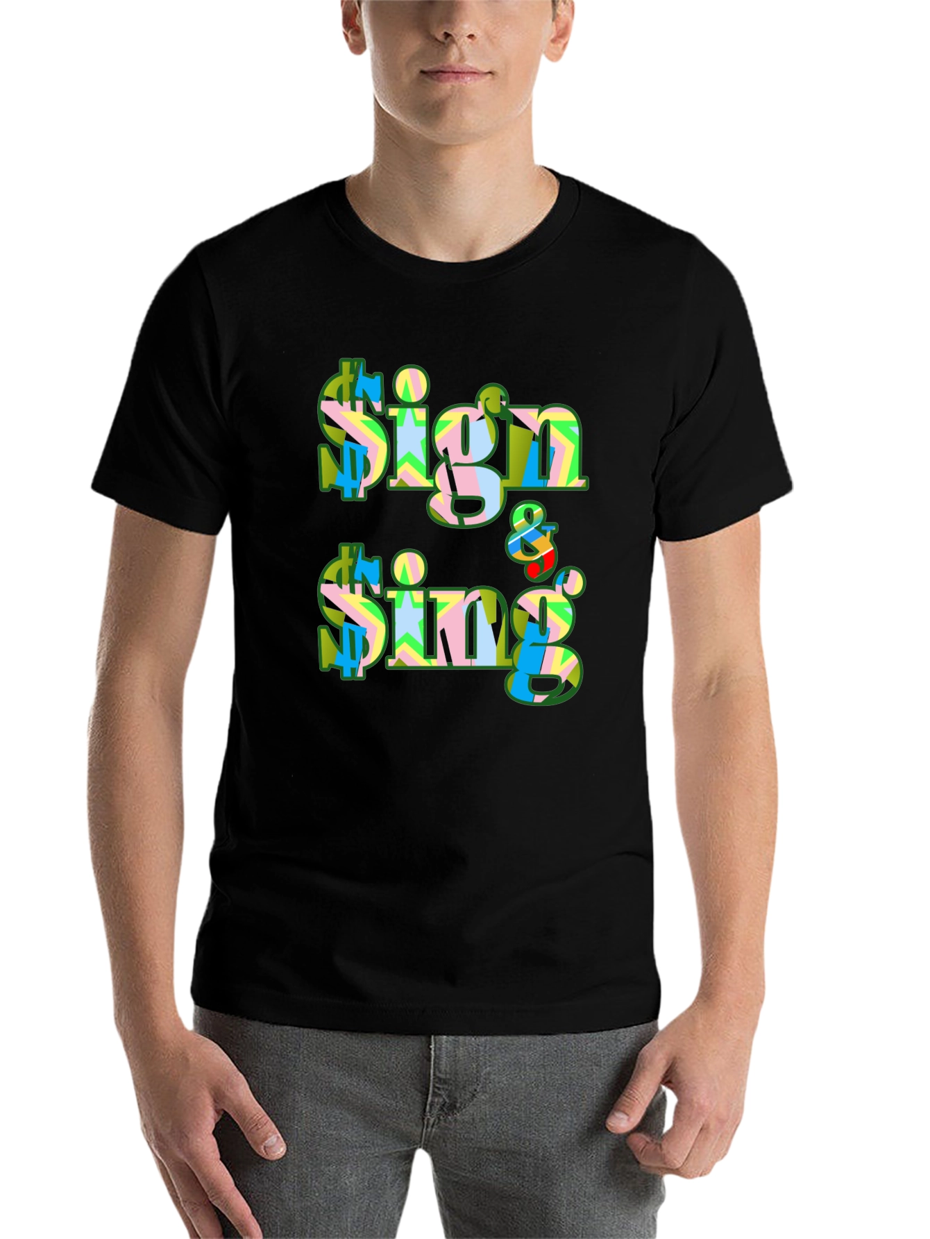 Black Sign & Sing Graphic T-Shirt - Bold Print view 7