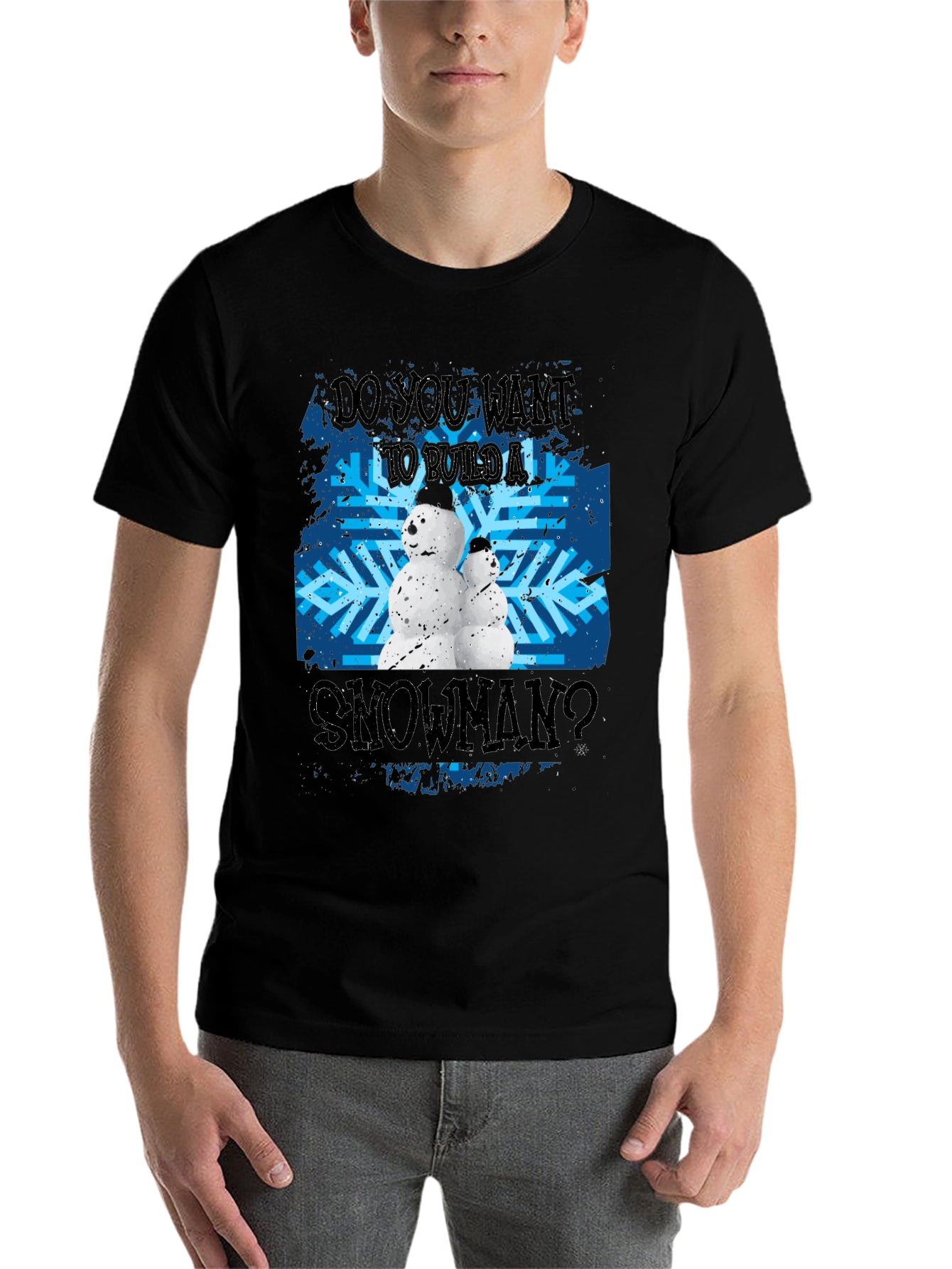 Black Do You Want To Build A Snowman Black T-Shirt view 7