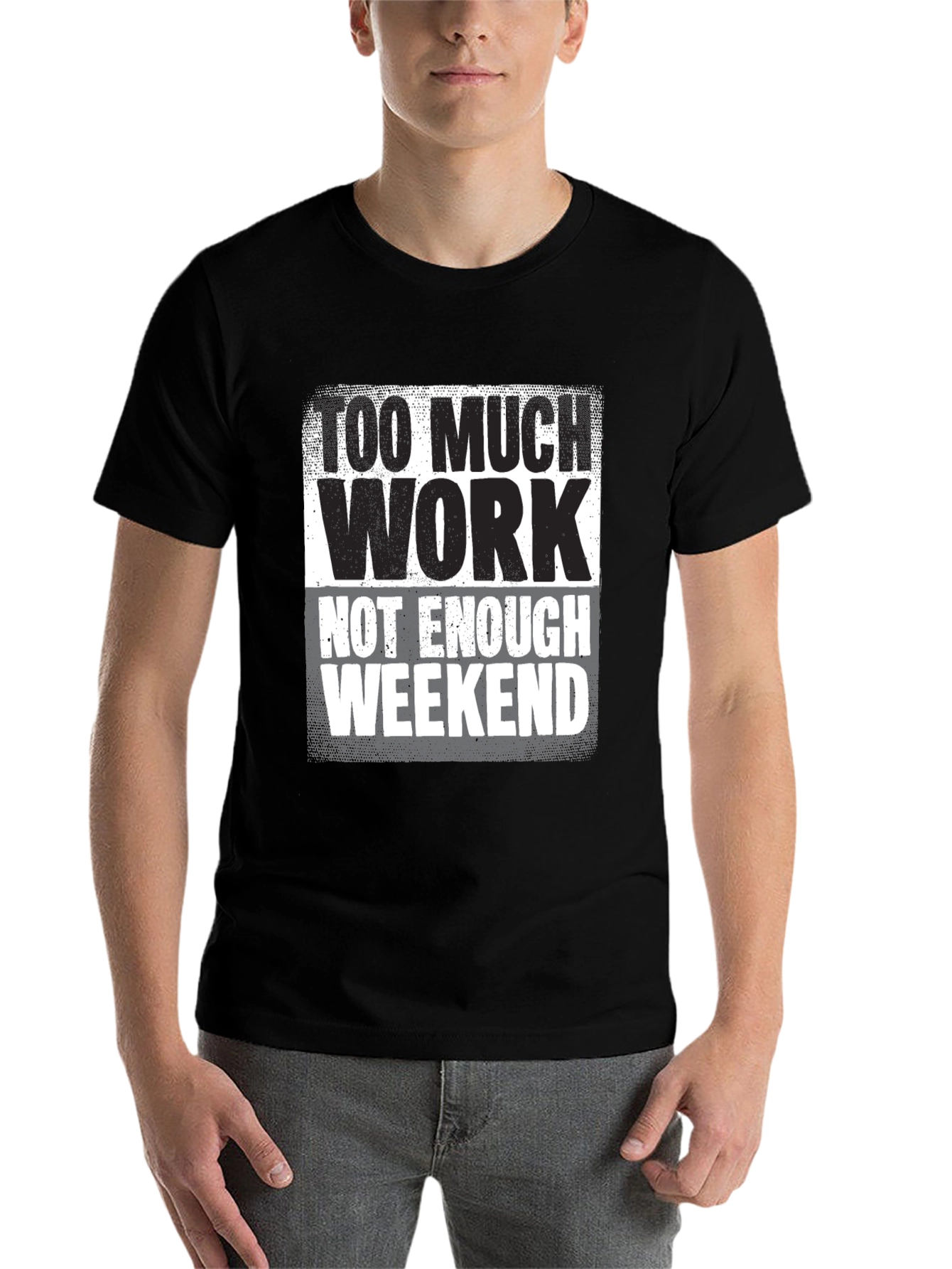 Black Too Much Work Graphic Tee - Weekend Humor view 7