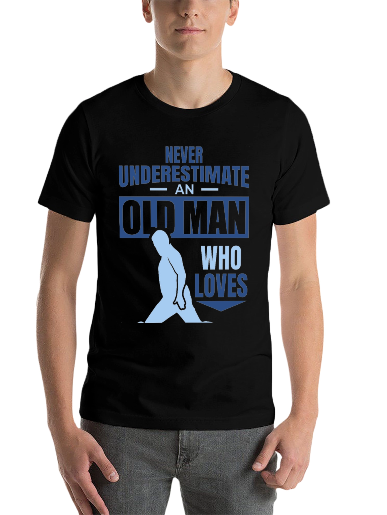 Black Never Underestimate Old Man Black T-Shirt view 7