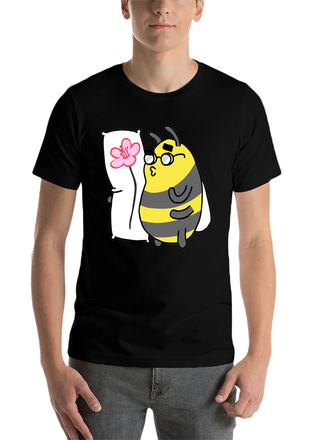 Black Bee with Pillow T-Shirt view 7