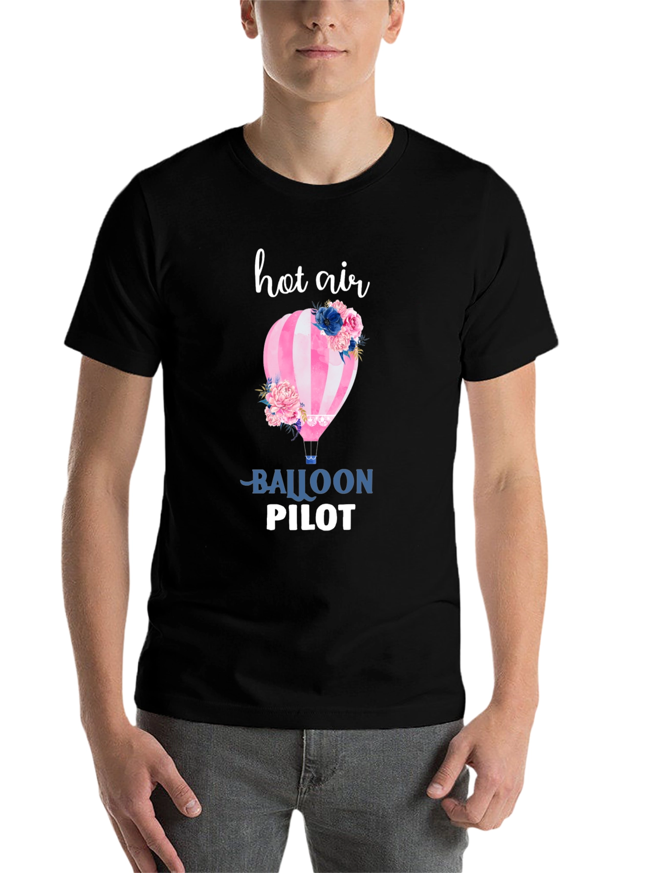 Black Hot Air Balloon Pilot Graphic Tee - Stylish Comfort view 7