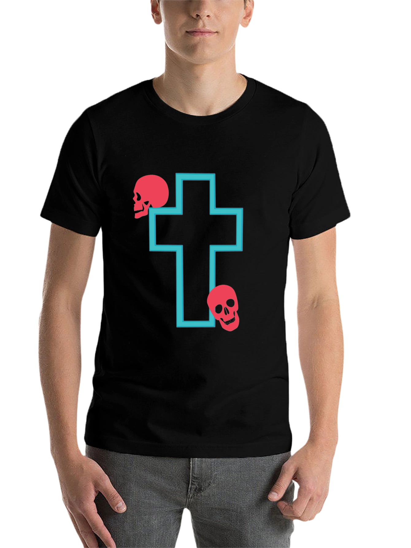Black Skull Cross Graphic T-Shirt view 7