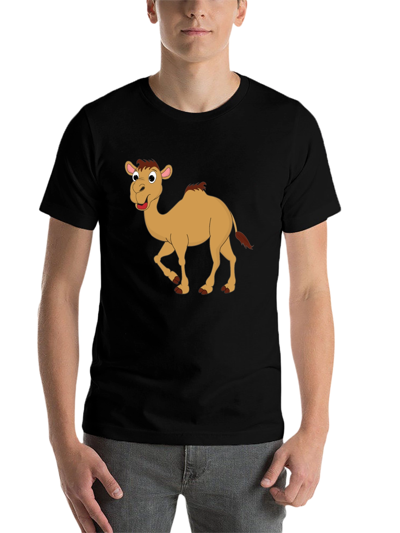 Black Camel Cartoon Black T-Shirt view 7