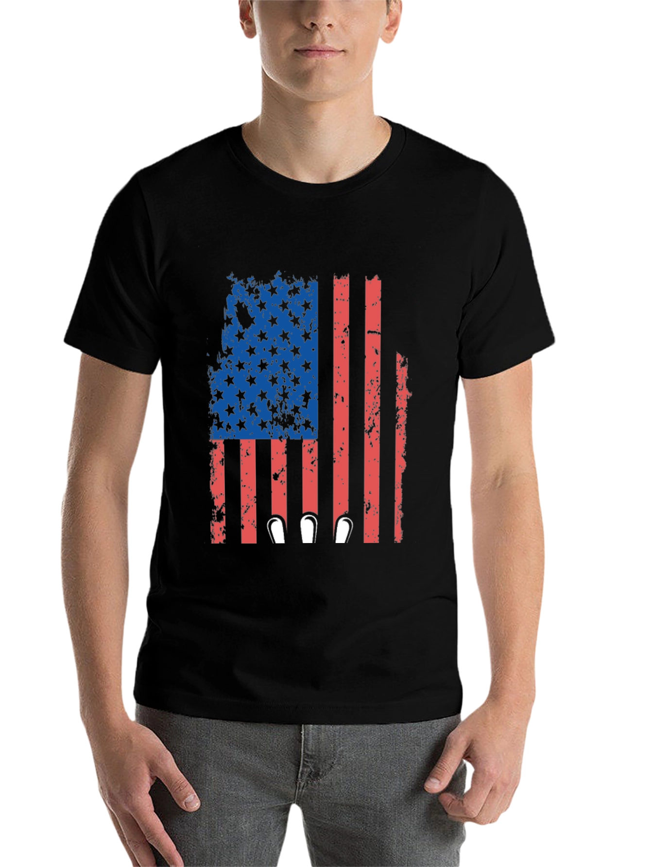 Black Patriotic Flag Bowling T-Shirt view 7