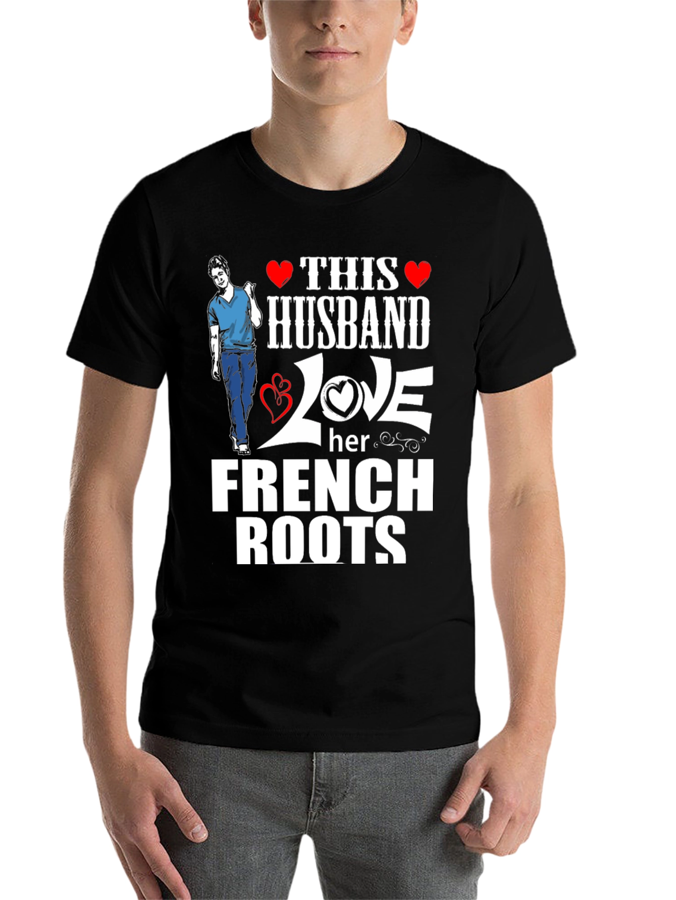 Black Husband Loves French Roots Graphic T-Shirt view 7
