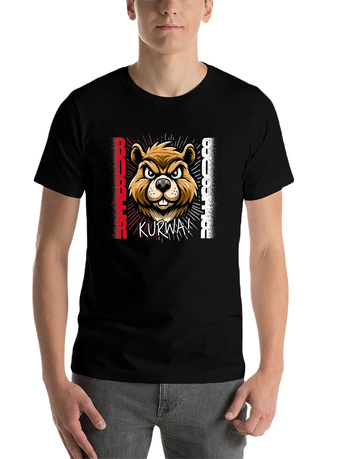 Black Bóbr Kurwa! Beaver T-Shirt - Funny Polish Pride view 7