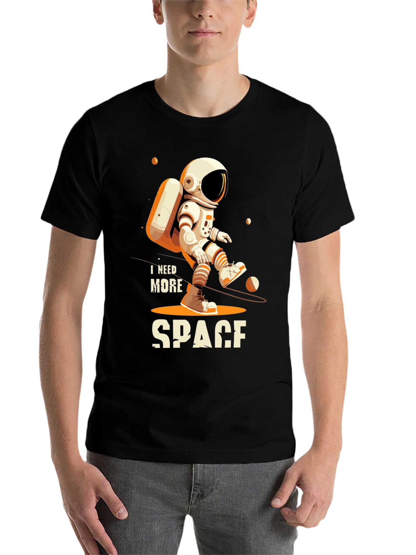 Black I Need More Space Astronaut Graphic T-Shirt view 7
