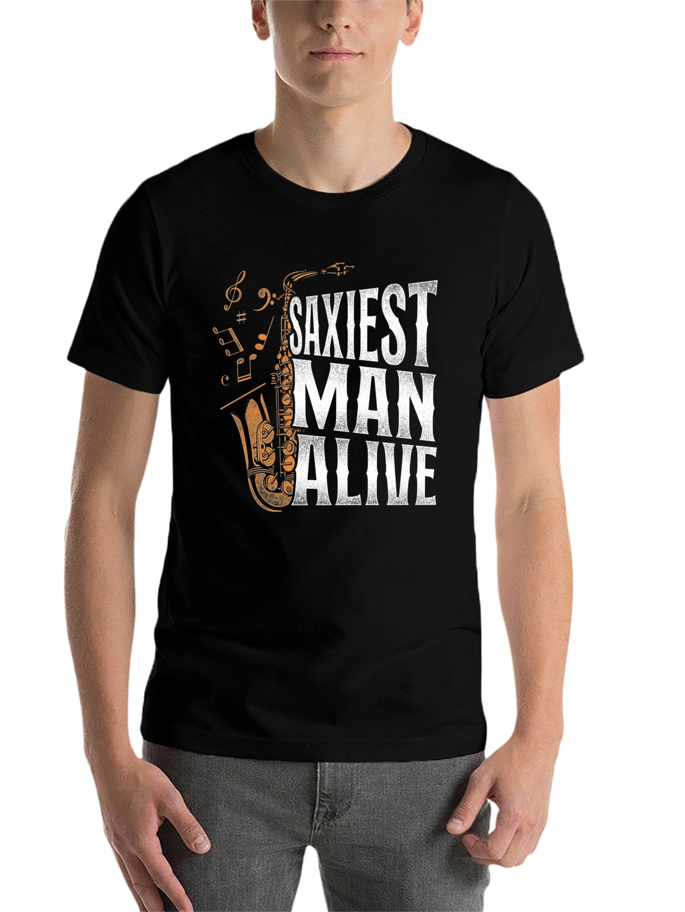 Black Saxiest Man Alive Graphic T-Shirt - Black view 7
