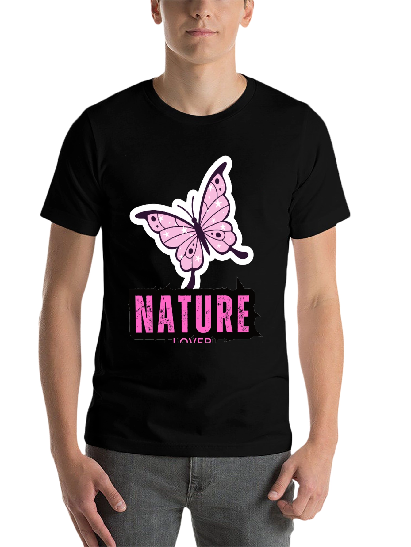 Black Nature Lover Butterfly Graphic T-Shirt view 7