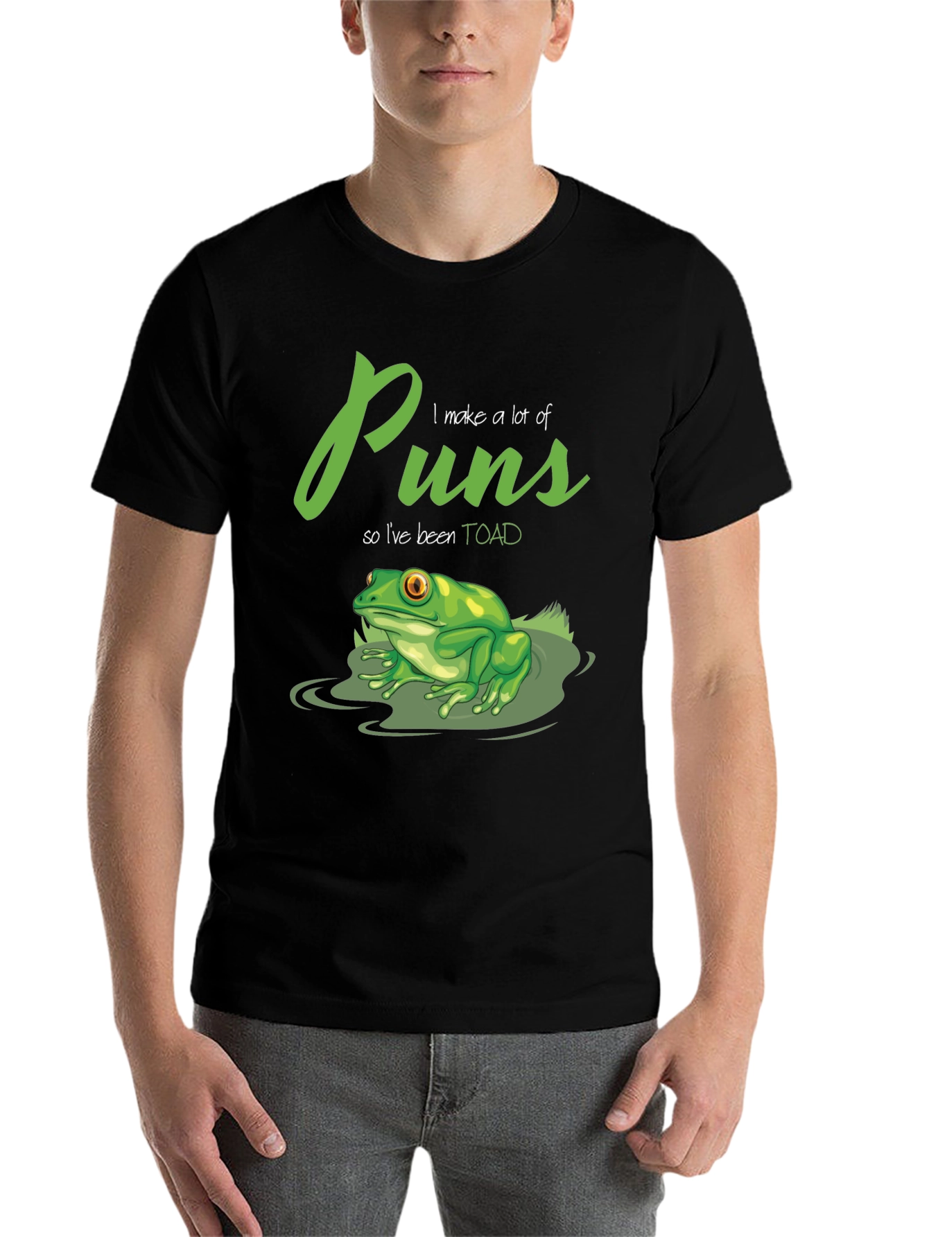 Black Punny Toad T-Shirt - I Make a Lot of Puns view 7