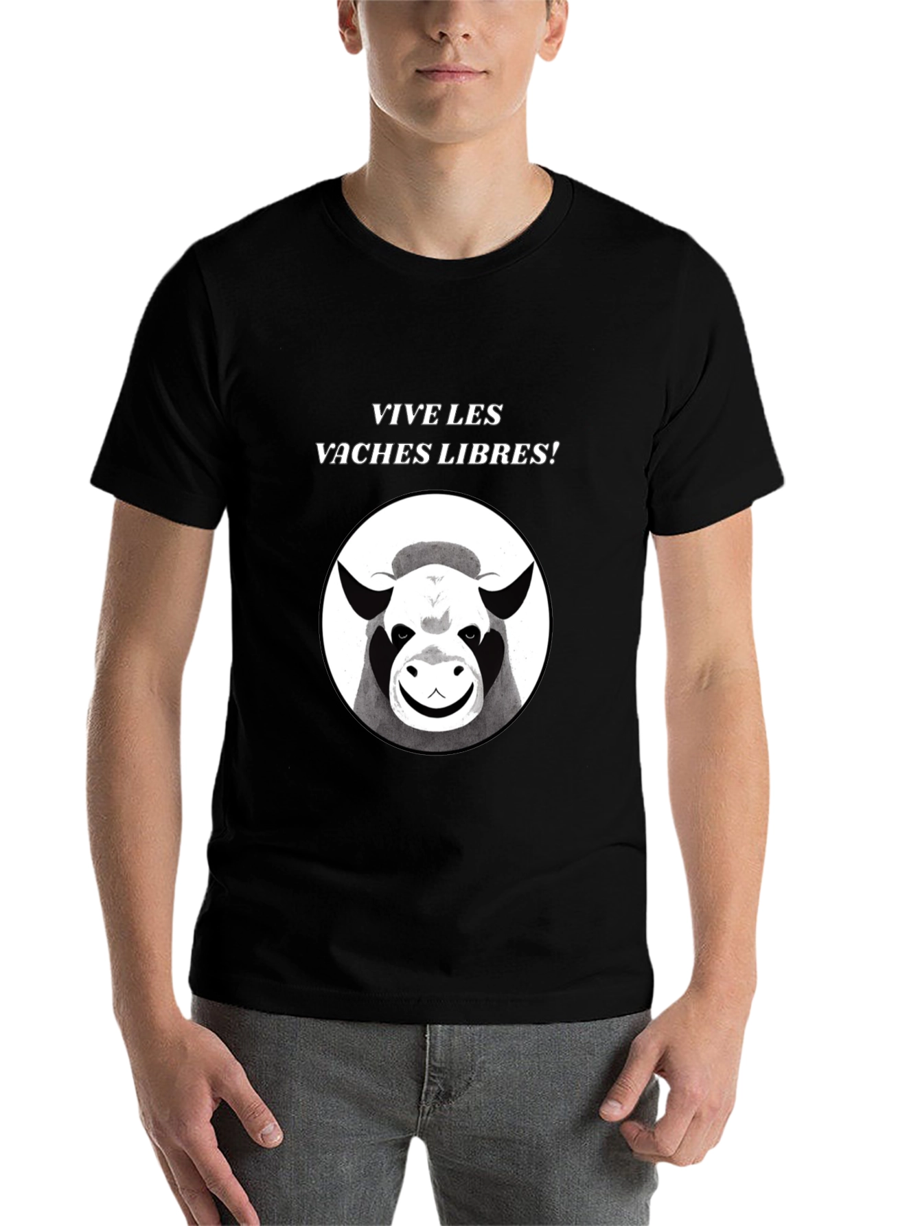 Black Vive Les Vaches Libres! Graphic Tee view 7