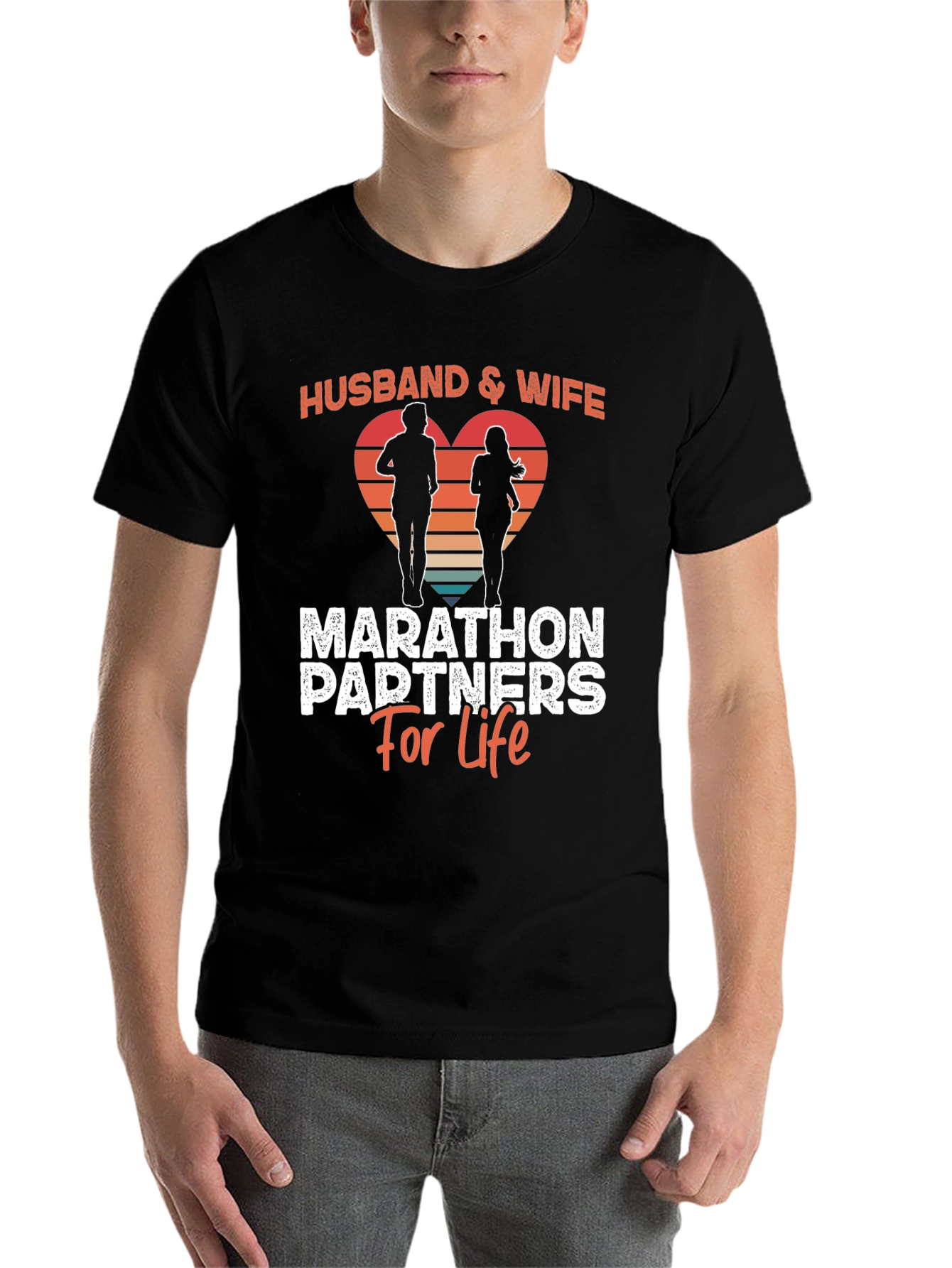 Black Husband & Wife Marathon Partners T-Shirt view 7