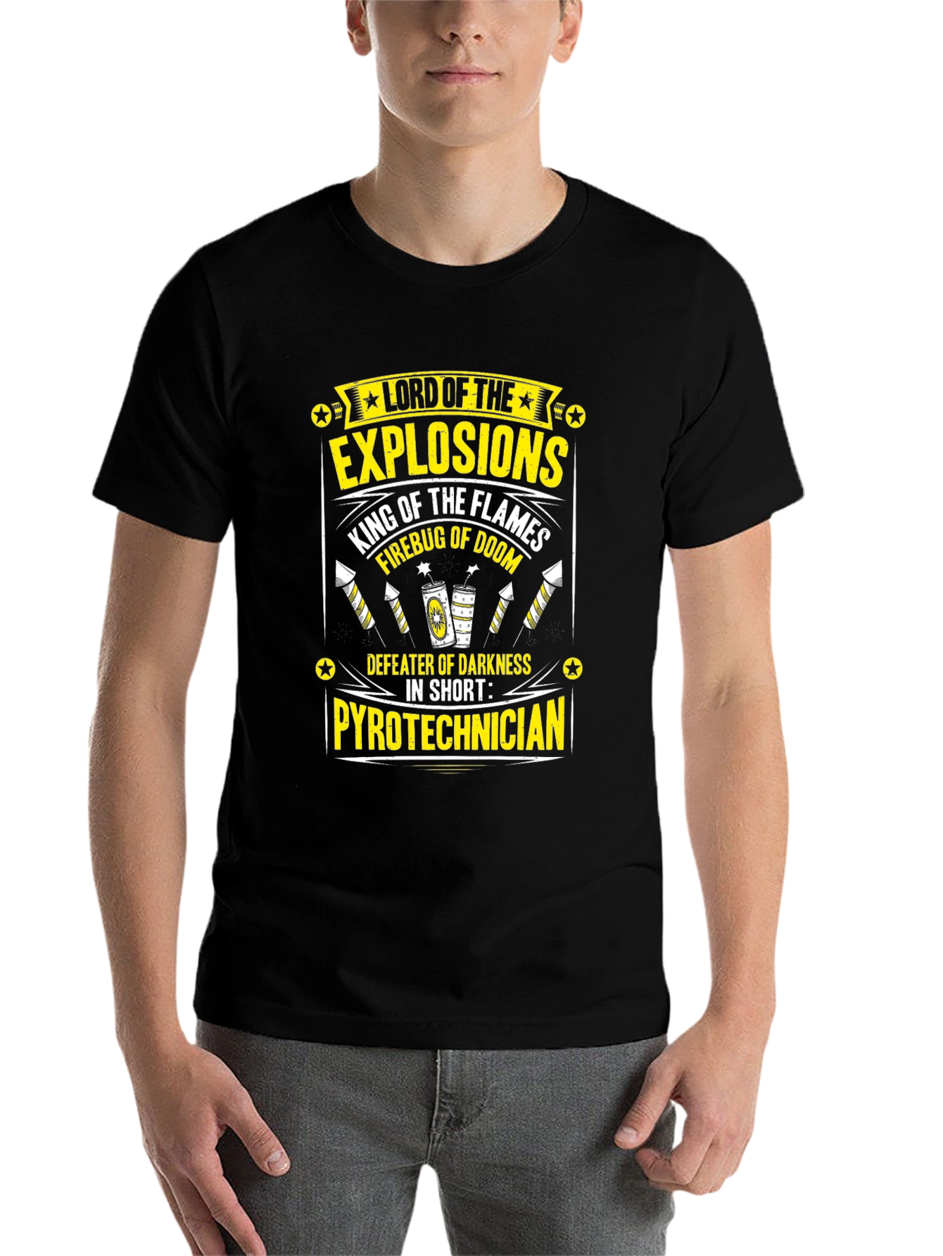 Black Lord of Explosions Pyrotechnician T-Shirt view 7