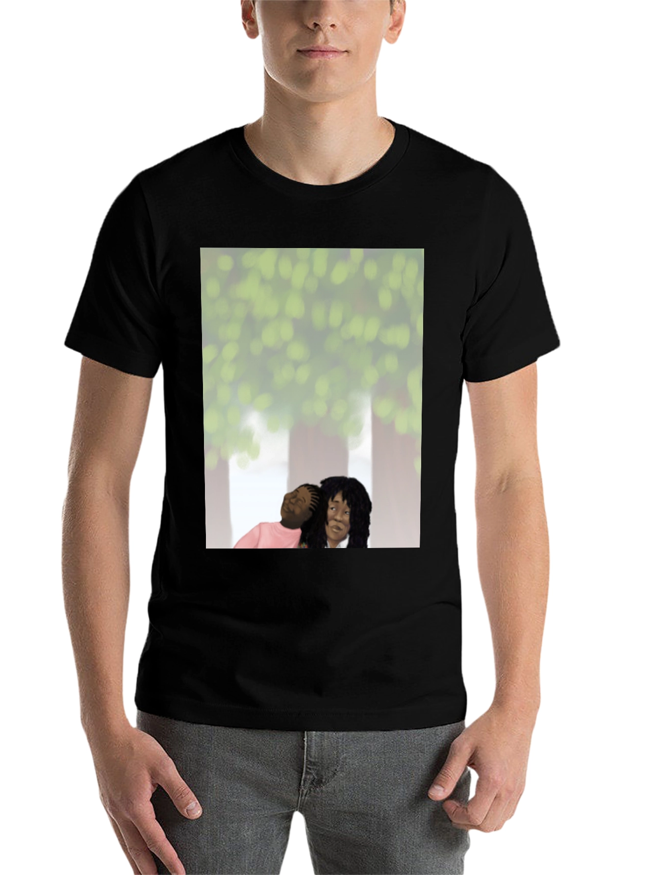 Black Unique Graphic Tee - Embracing Love view 7