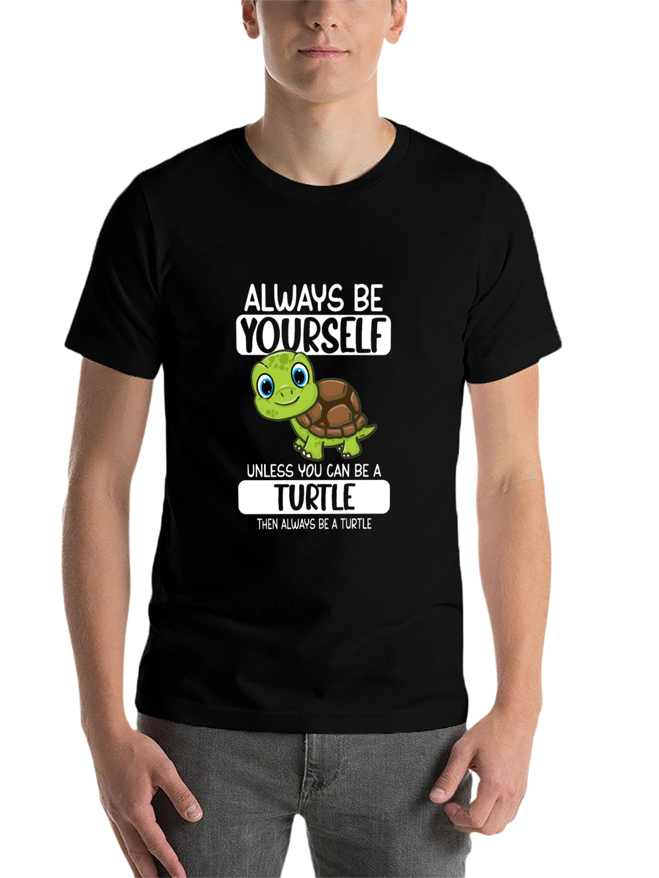 Black Always Be Yourself Turtle Graphic T-Shirt view 7
