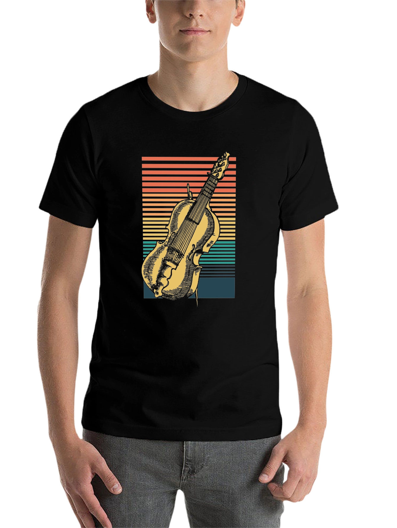 Black Vintage Violin T-Shirt - Retro Music Lover Tee view 7