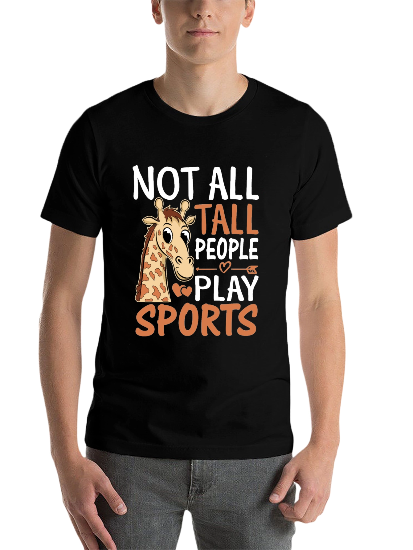 Black Funny Giraffe T-Shirt: Not All Tall People Play Sports view 7