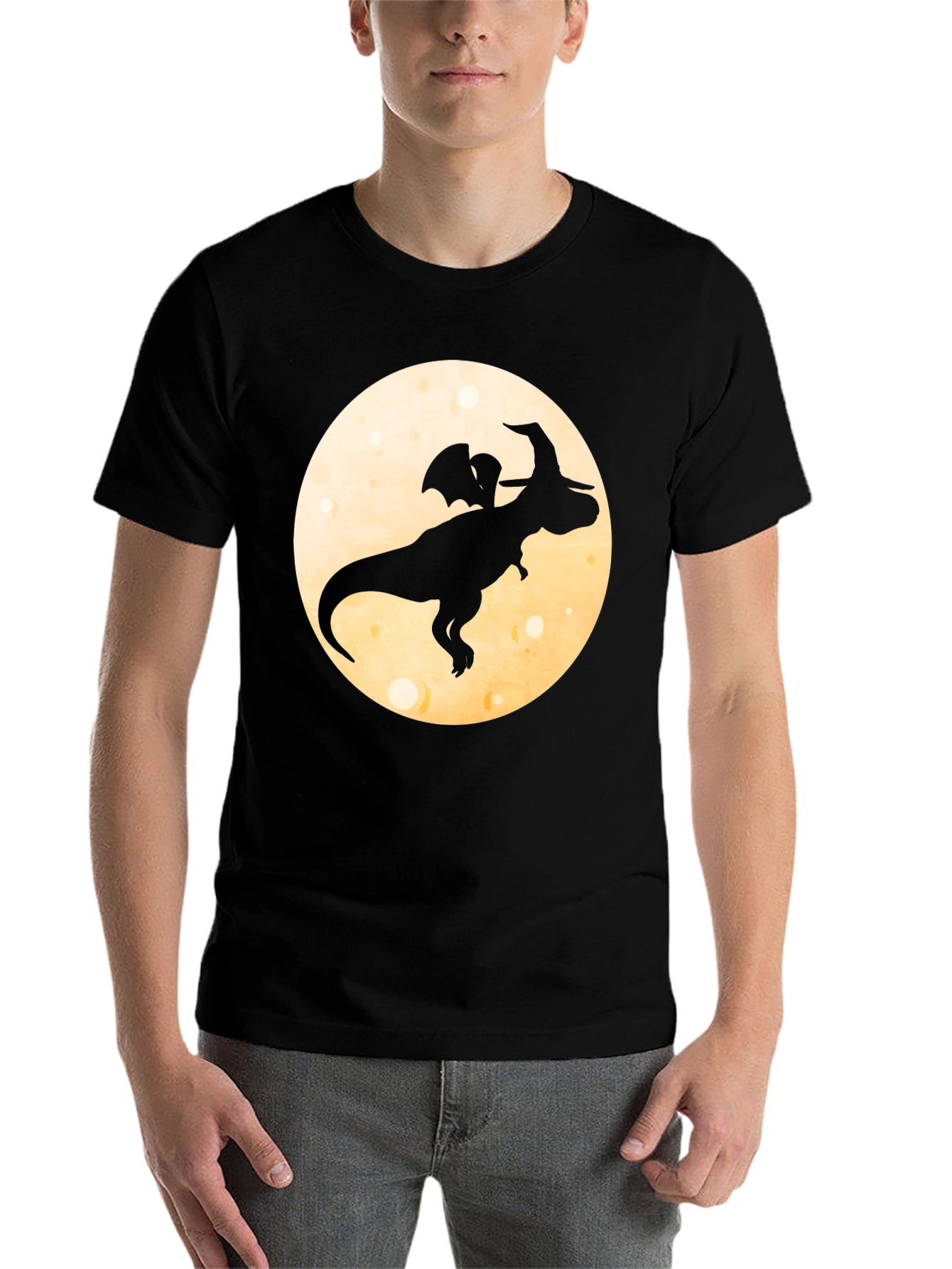 Black Dino Witch Moon T-Shirt view 7