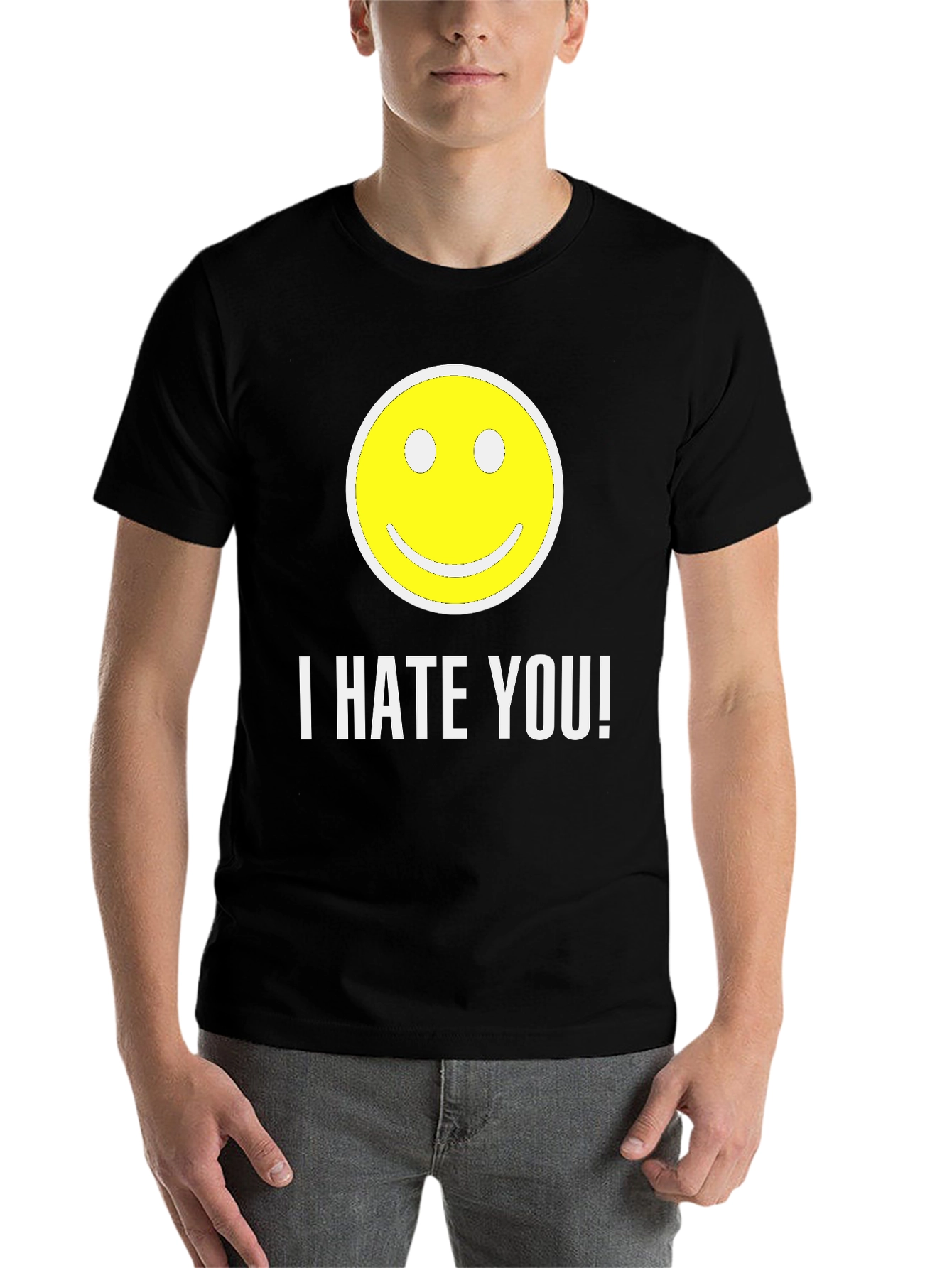 Black I HATE YOU! Smiley Face Graphic T-Shirt view 7