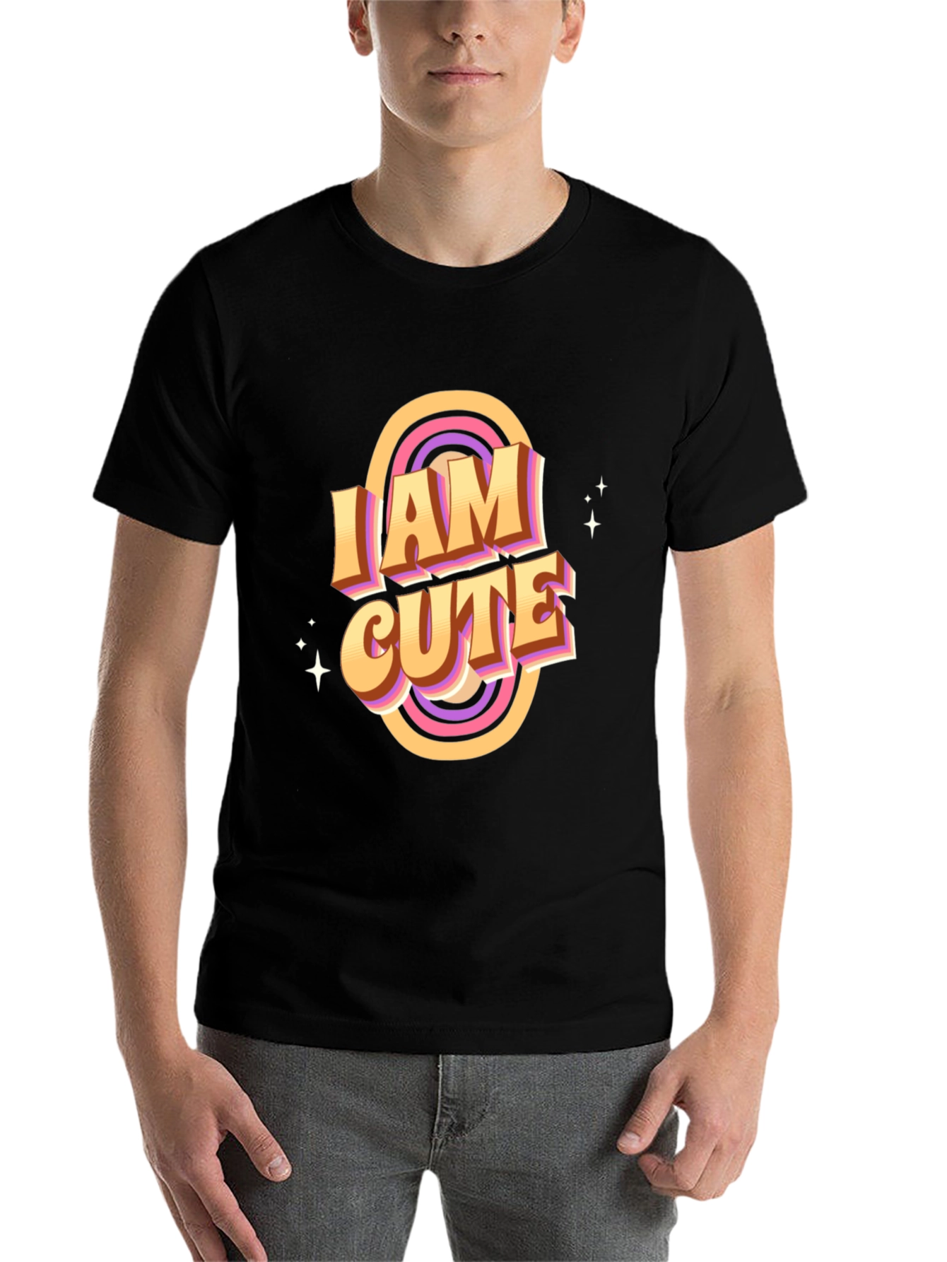 Black I Am Cute Graphic T-Shirt - Retro Style view 7