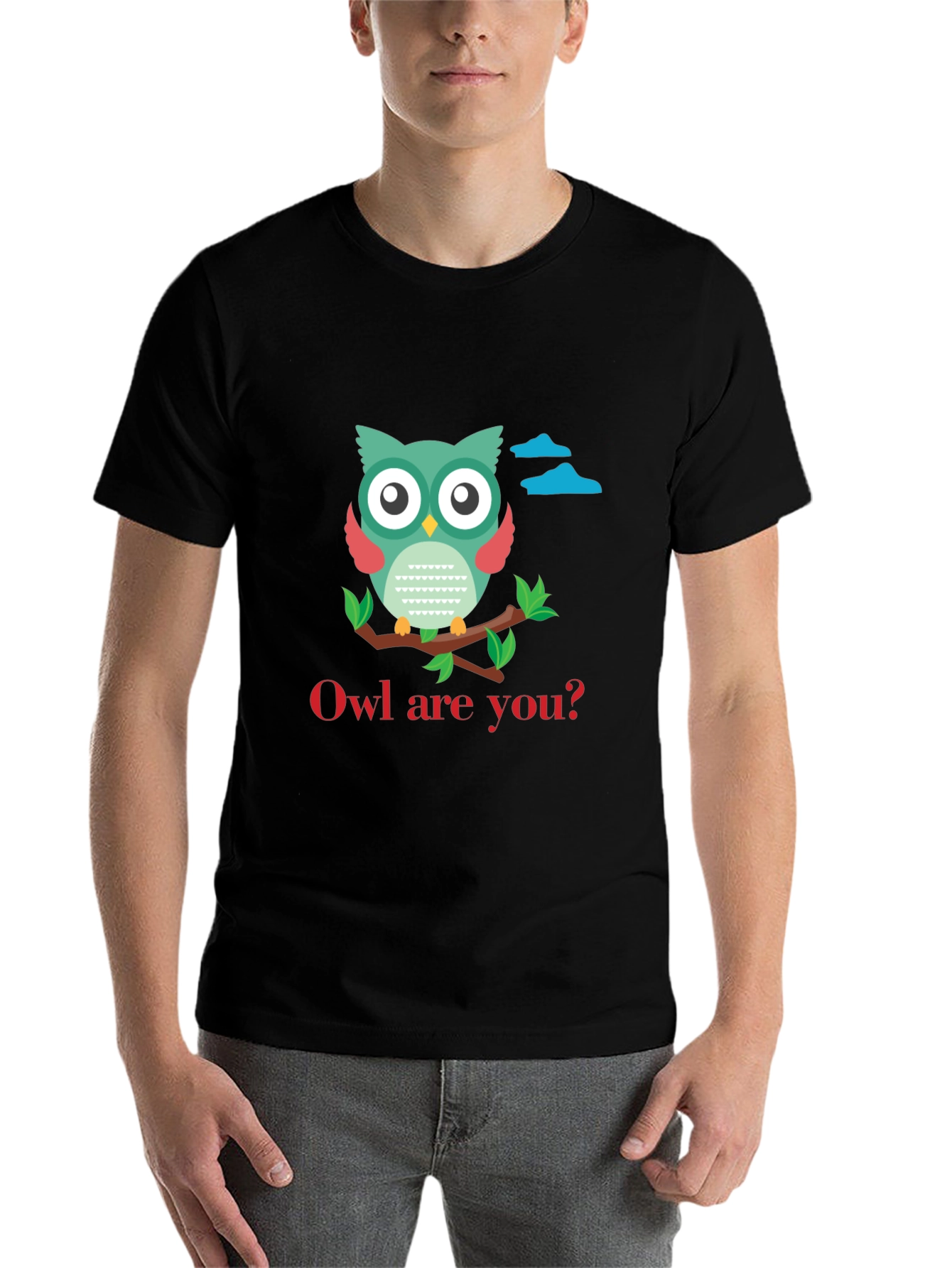Black Owl Are You T-Shirt - Cute Graphic Tee view 7