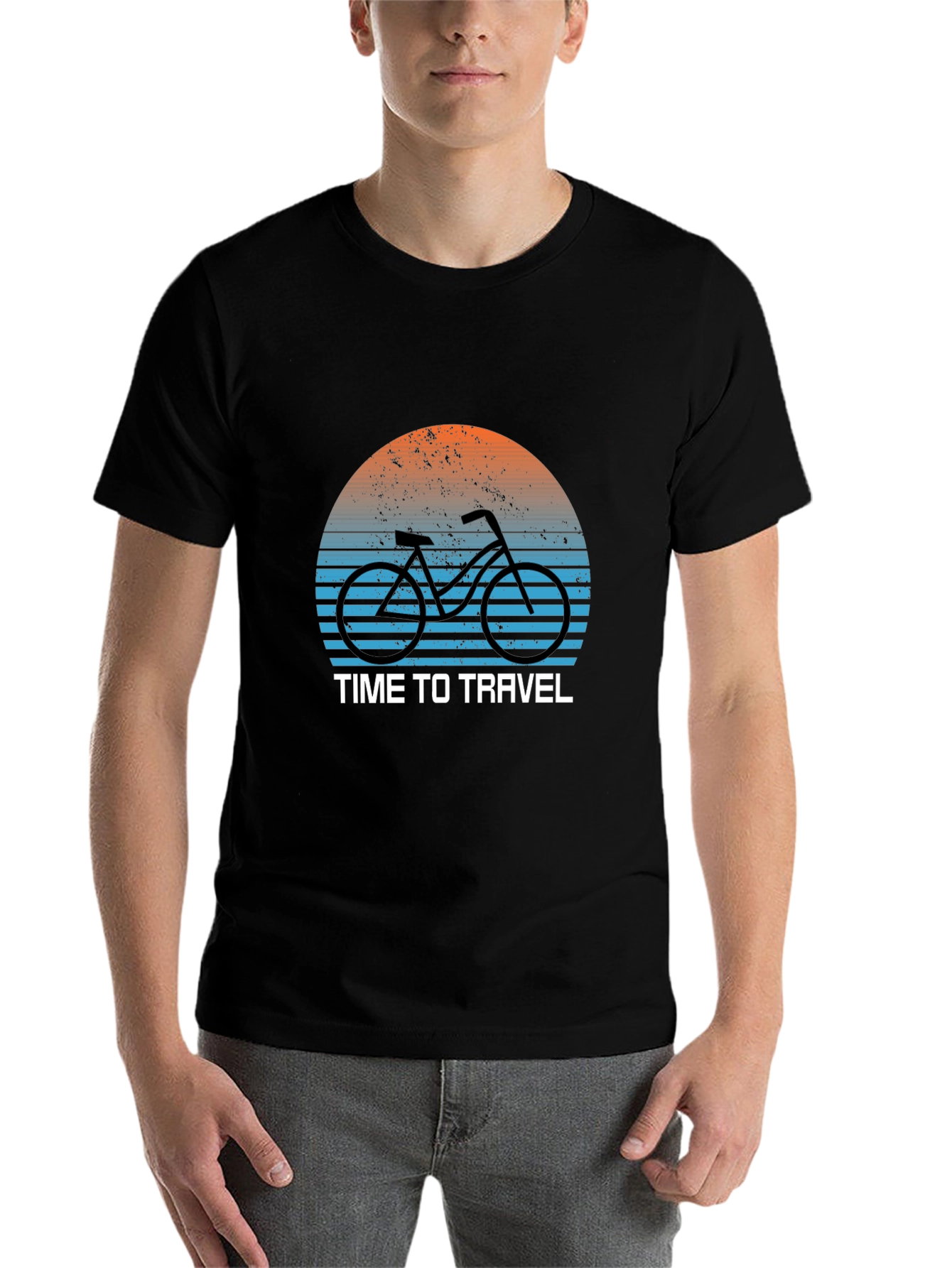 Black Time to Travel Bike Graphic T-Shirt view 7