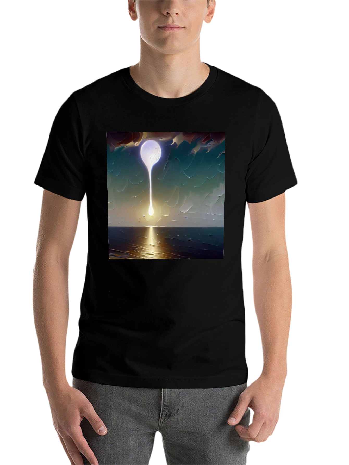 Black Abstract Moon T-Shirt - Artistic Graphic Tee view 7
