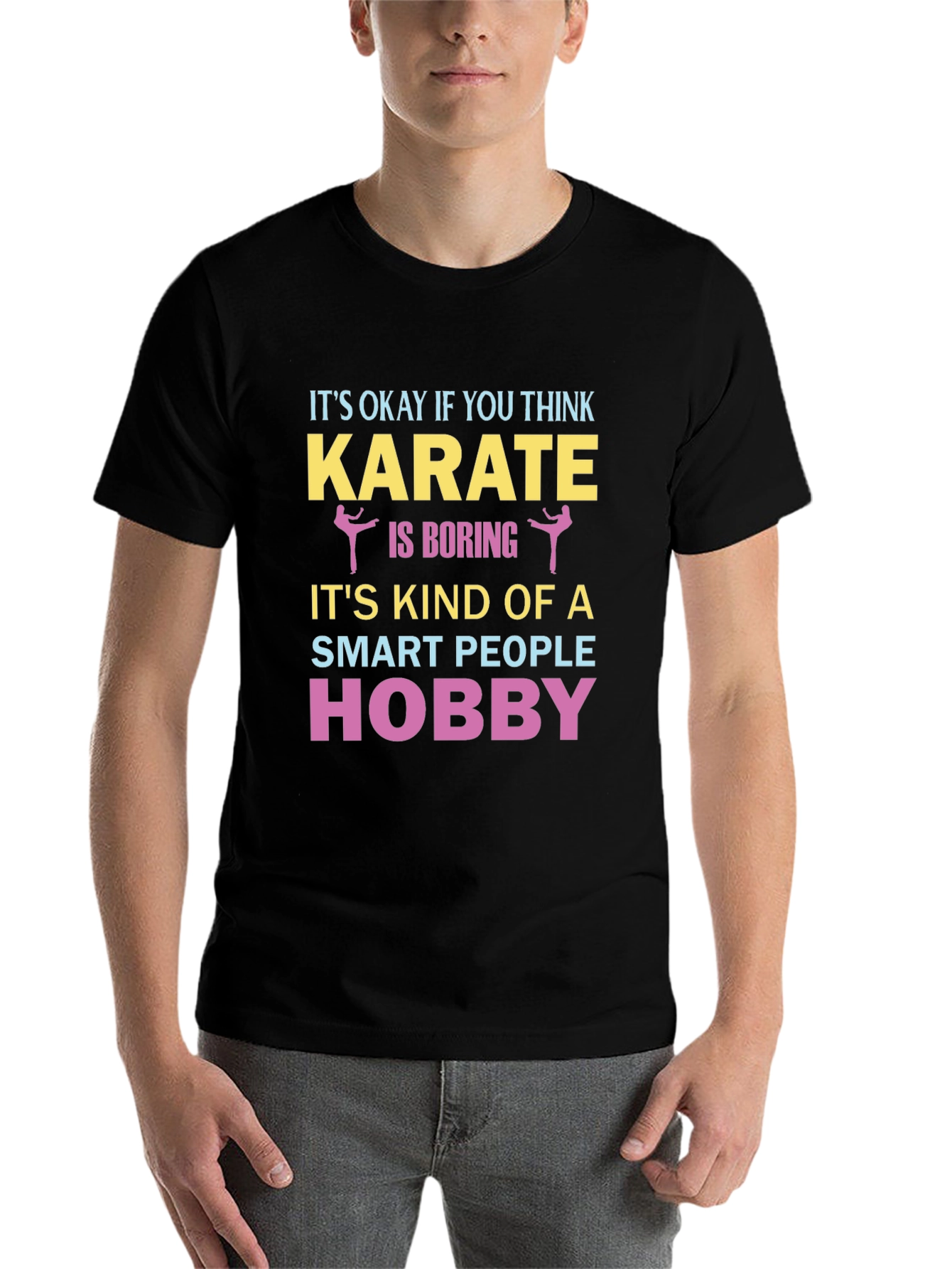 Black Karate Hobby T-Shirt - Smart People Design view 7