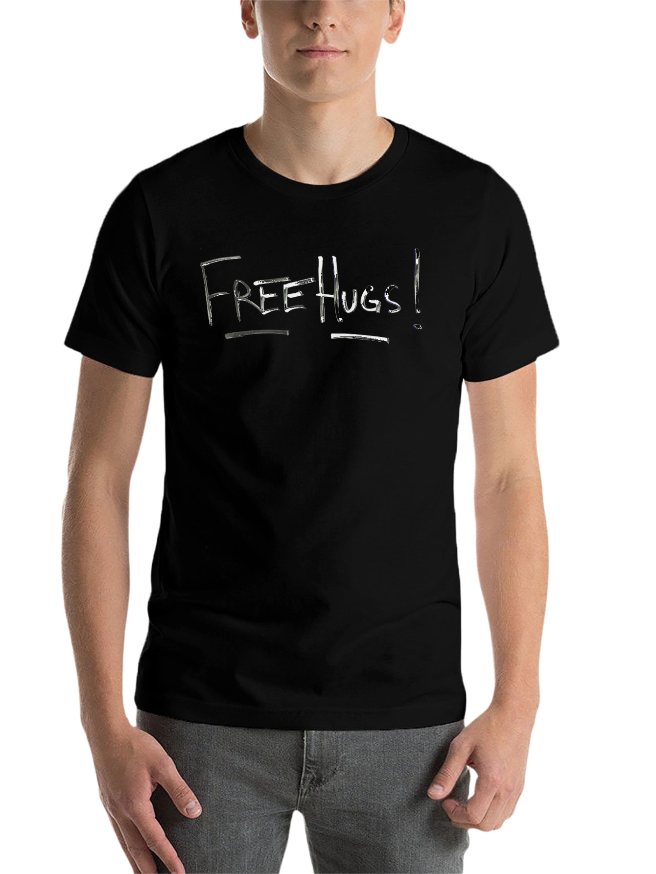Free Hugs Graphic Tee - Soft Black T-Shirt - 7