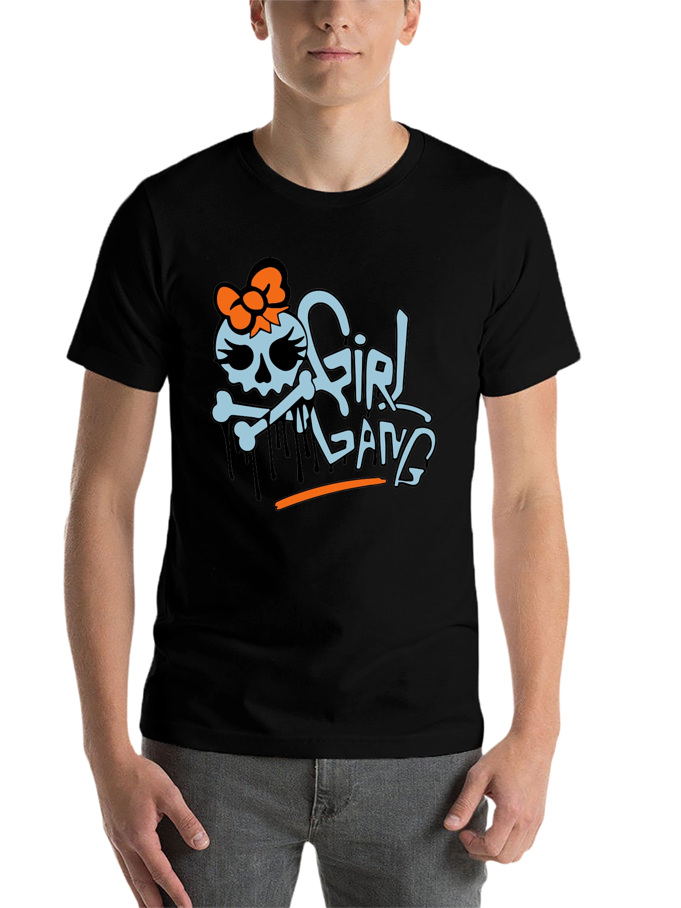 Black Girl Gang Graphic T-Shirt - Trendy Skull Design view 7