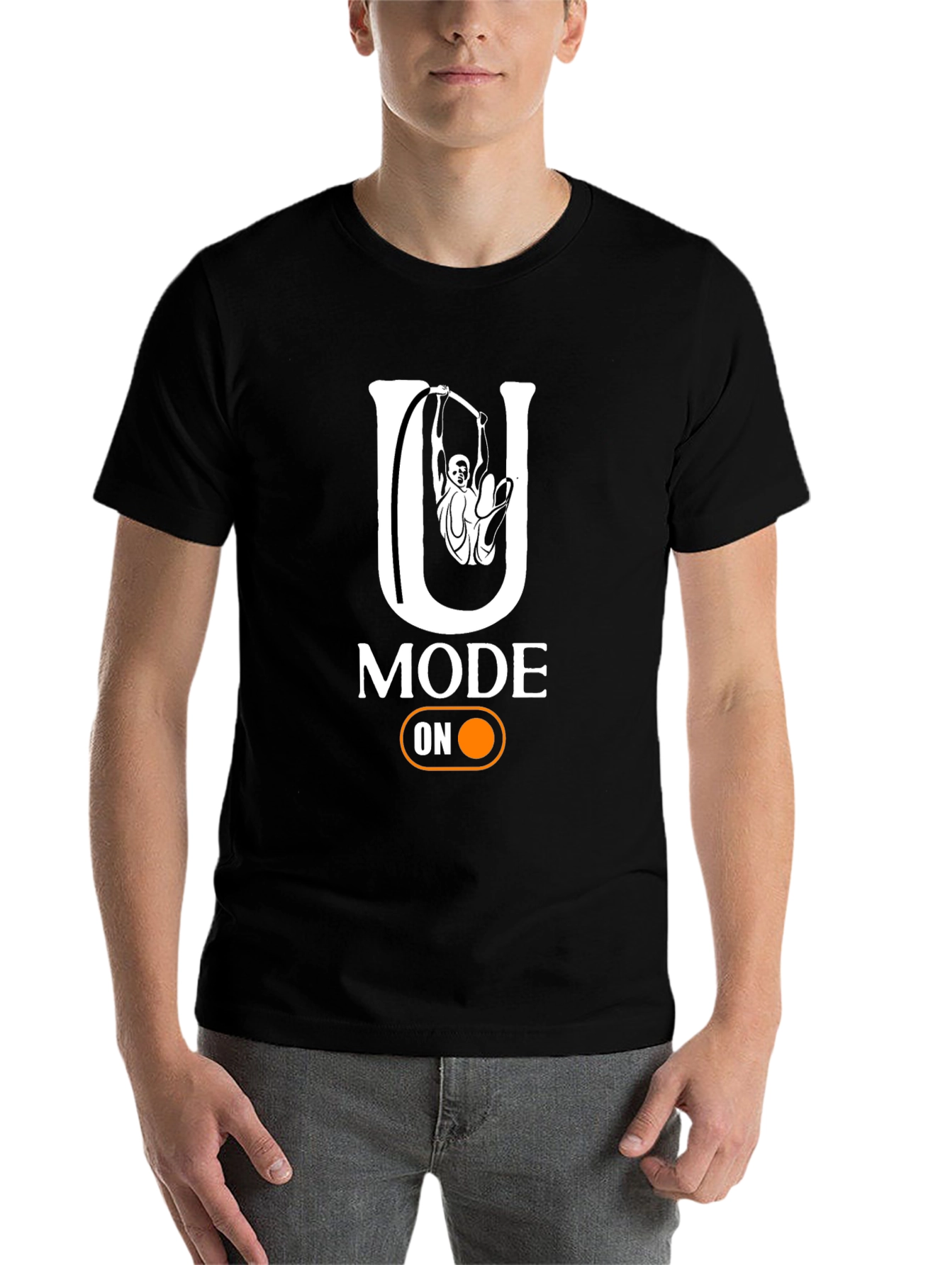 Black U Mode On Black T-Shirt view 7