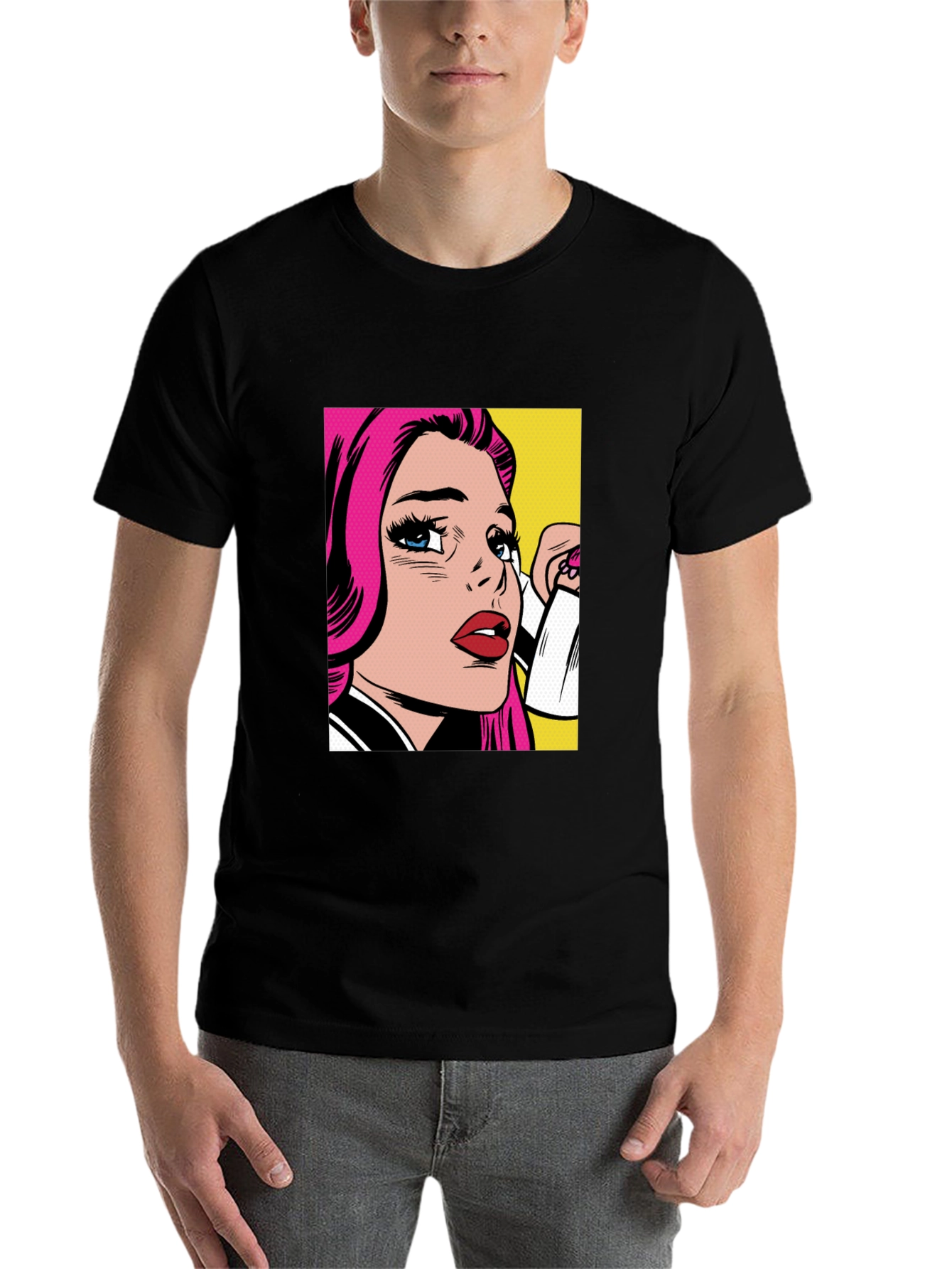 Black Pop Art Graphic Black T-Shirt view 7