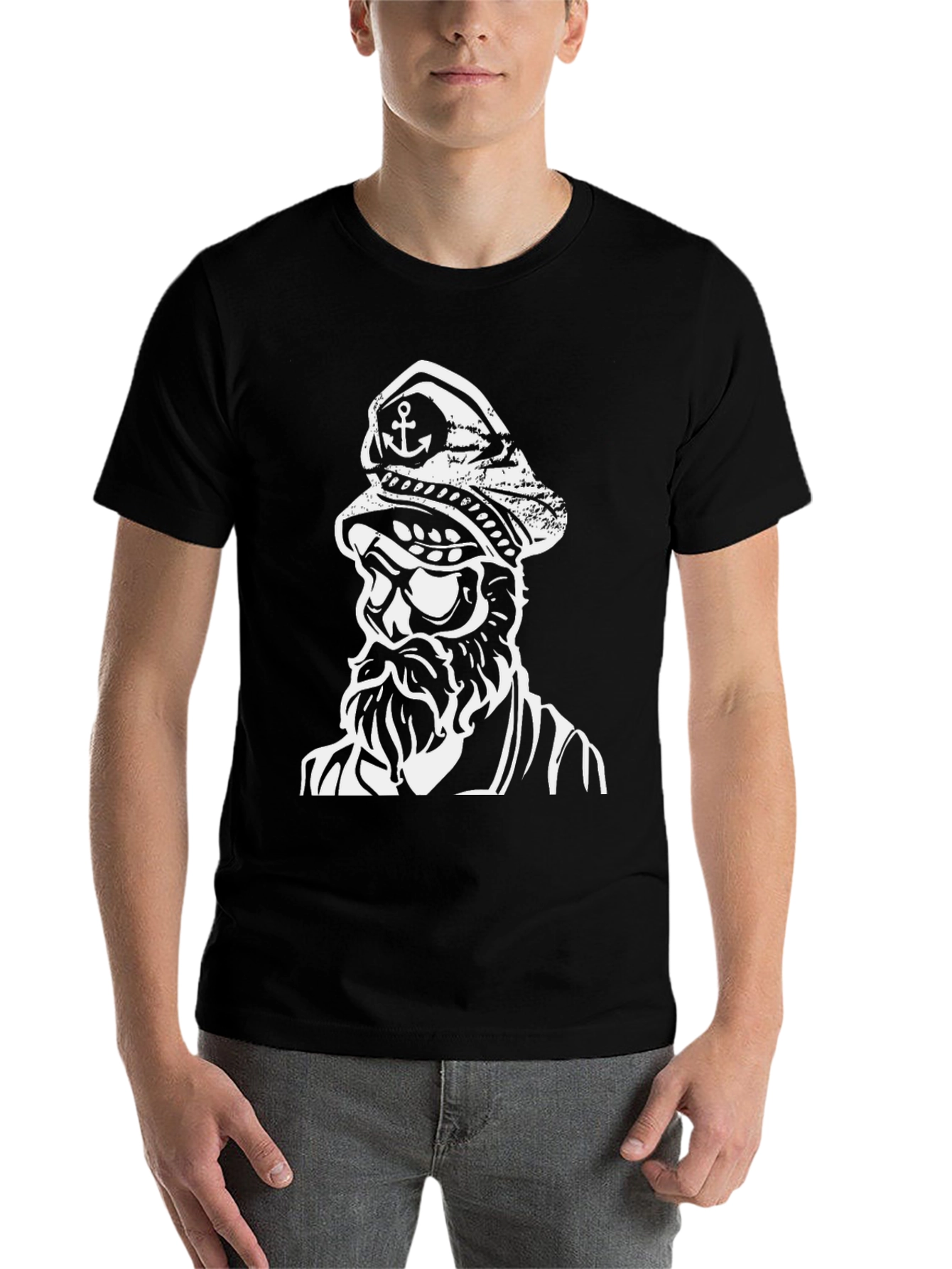 Black Nautical Captain Graphic Black T-Shirt view 7