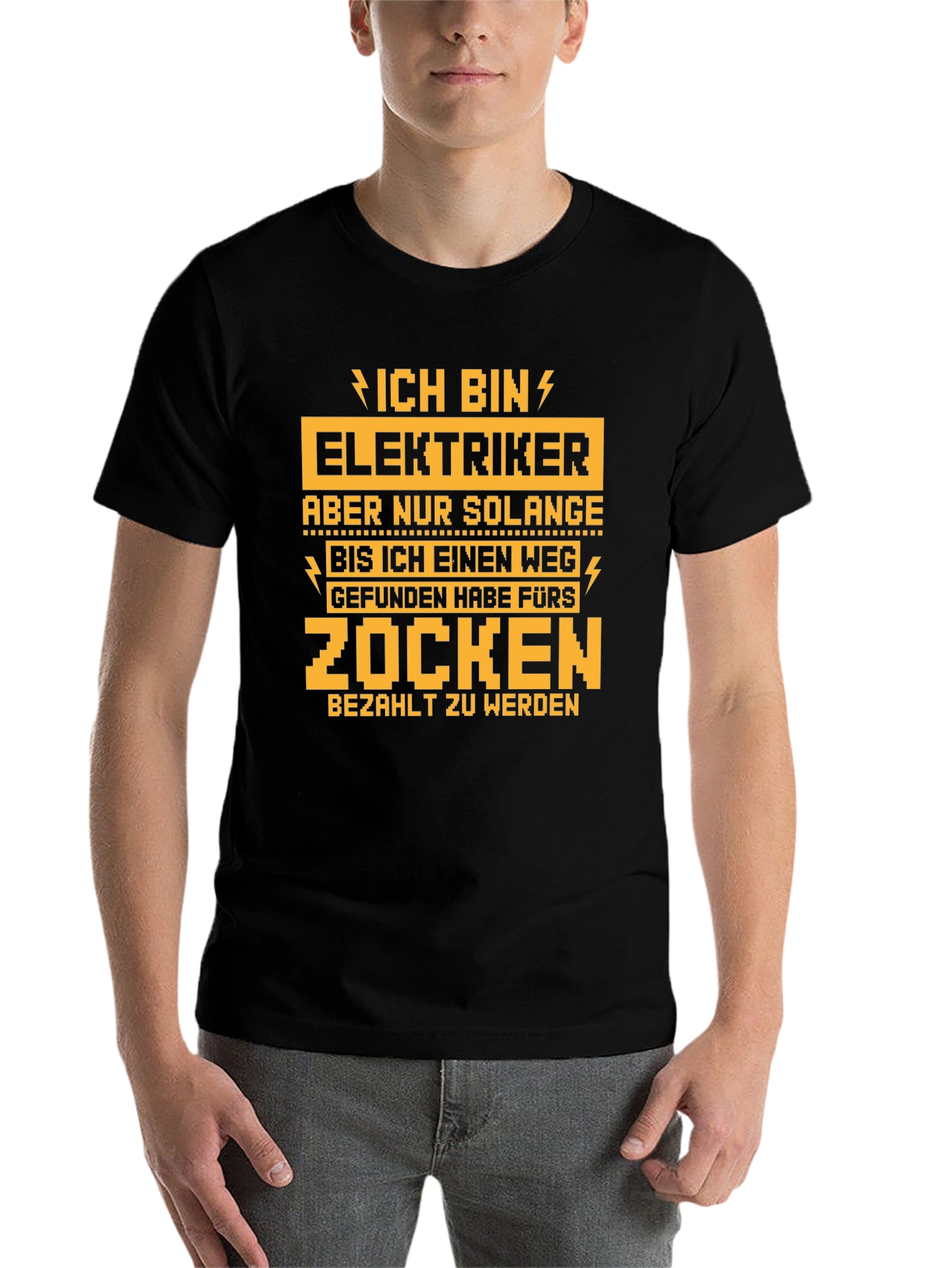 Black Electrician Gamer T-Shirt - Funny Novelty Tee view 7