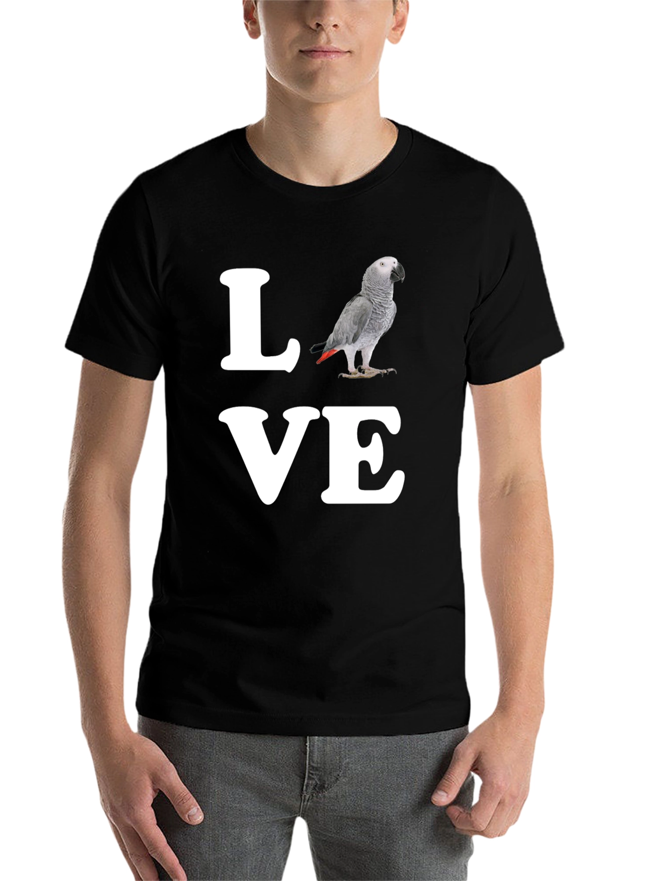Black Love Parrot T-Shirt - Unique Graphic Tee view 7