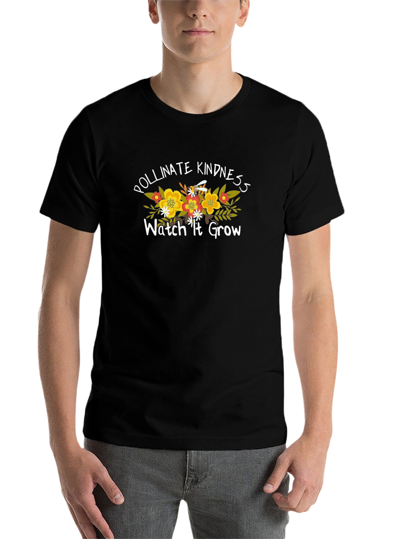 Black Pollinate Kindness Black T-Shirt view 7