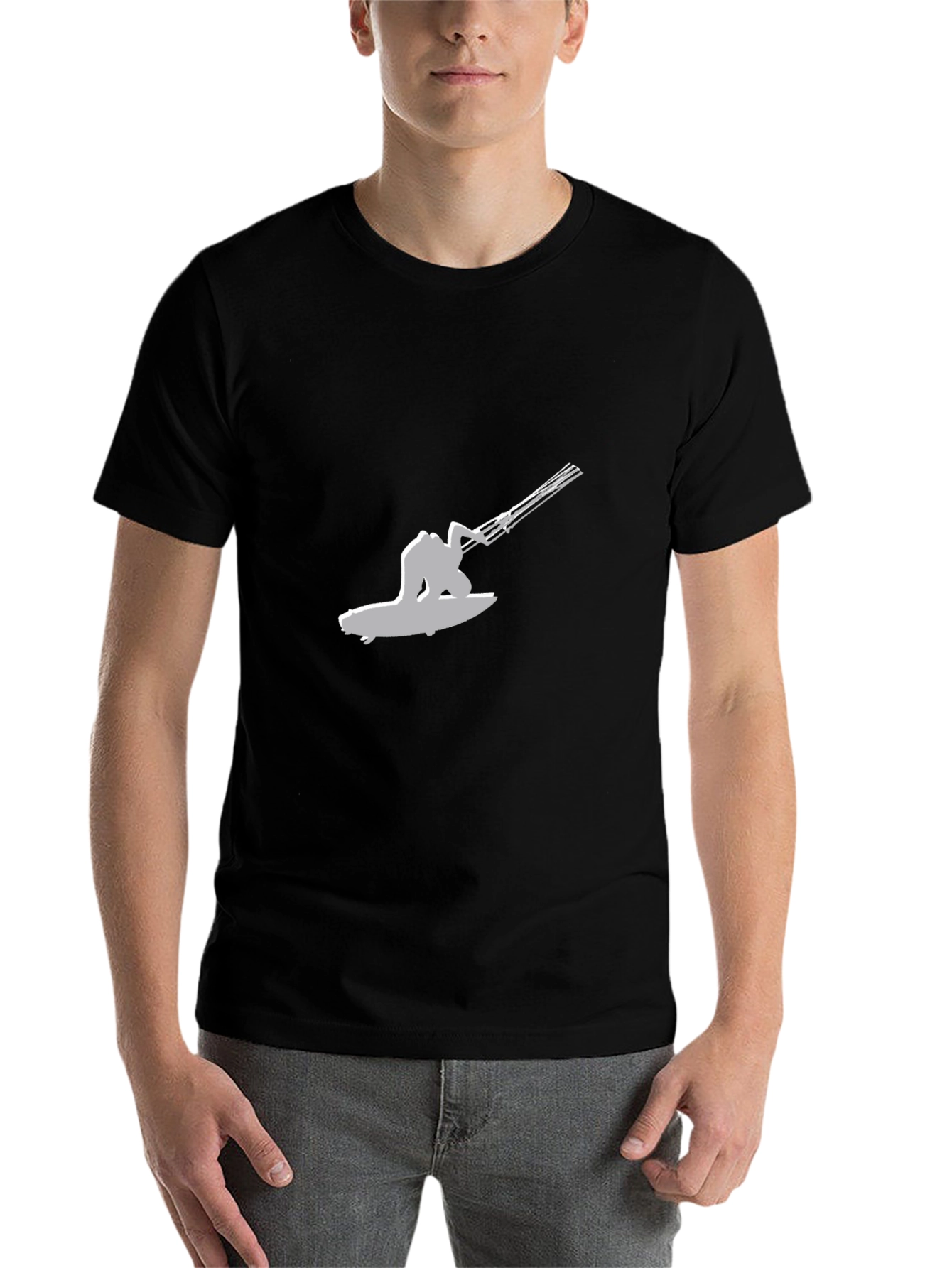 Black Kitesurfing Graphic Tee - Black Cotton T-Shirt view 7