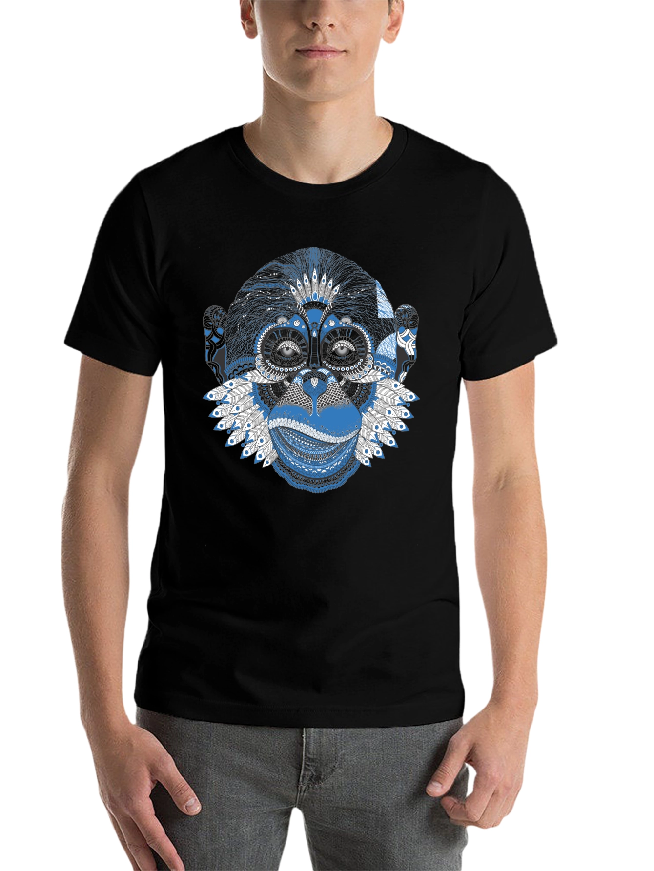 Black Monkey Graphic Tee - Unique Tribal Design view 7