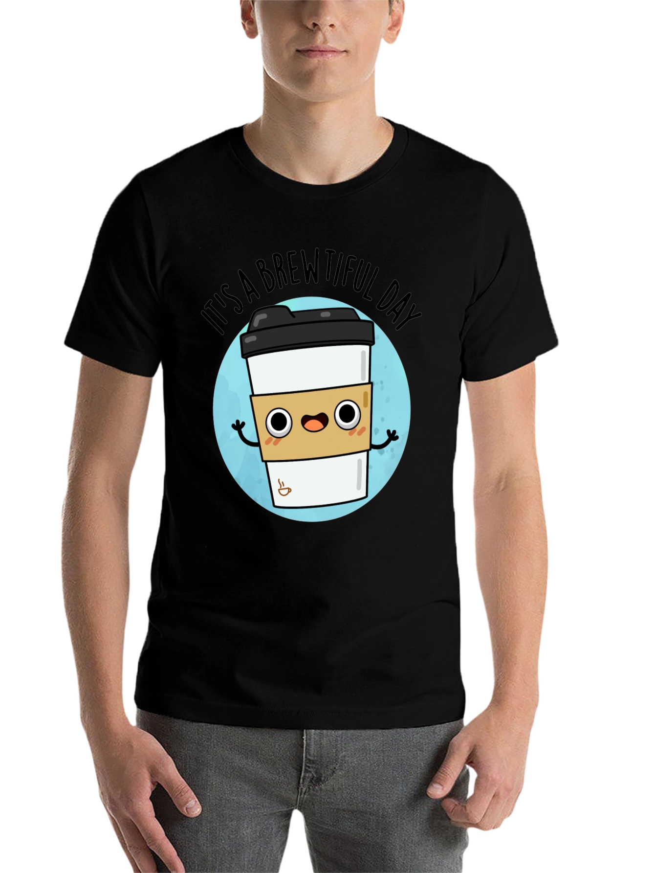 Black Brewtiful Day Graphic T-Shirt - Coffee Lover Tee view 7