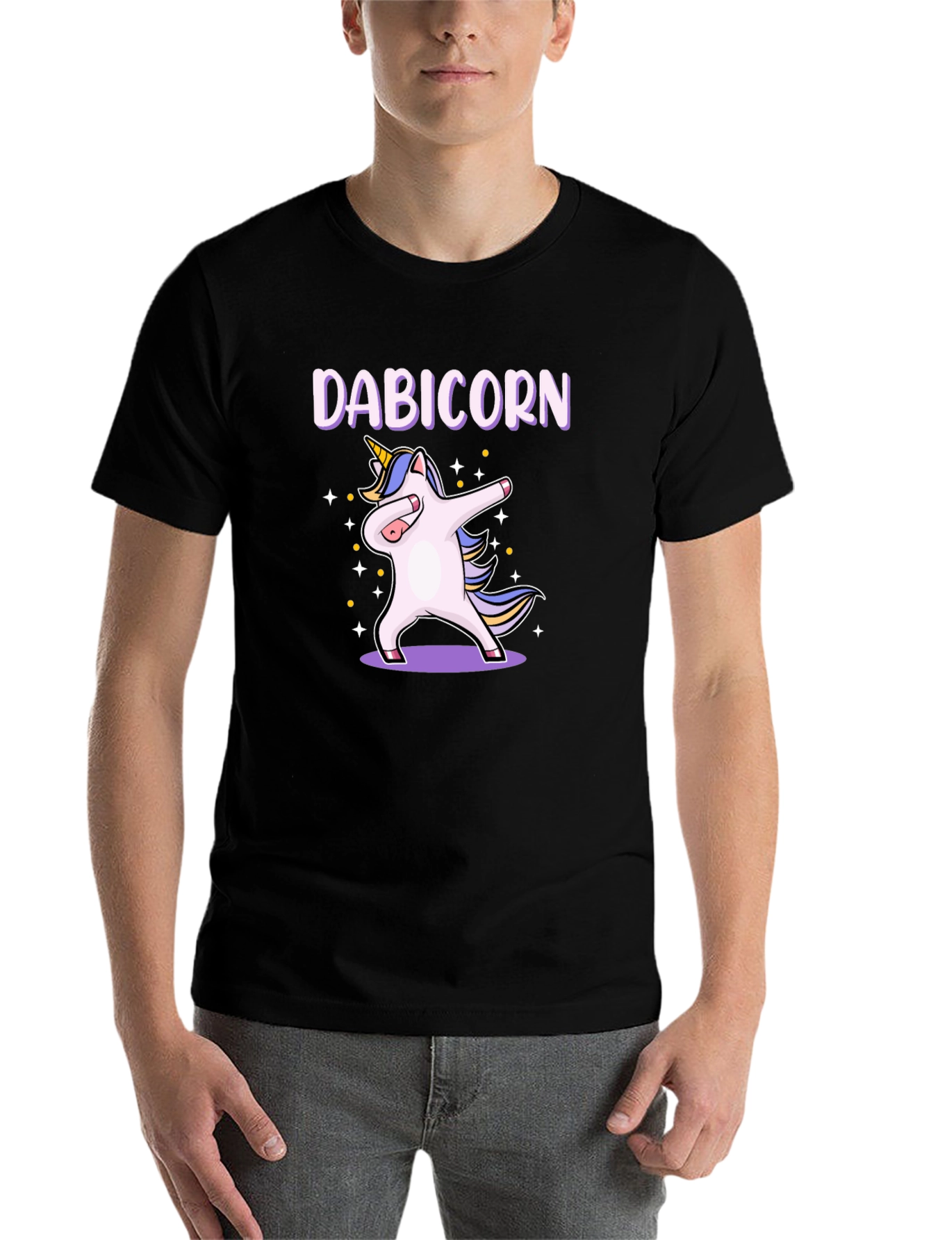 Black Dabicorn T-Shirt - Unicorn Dabbing Design view 7
