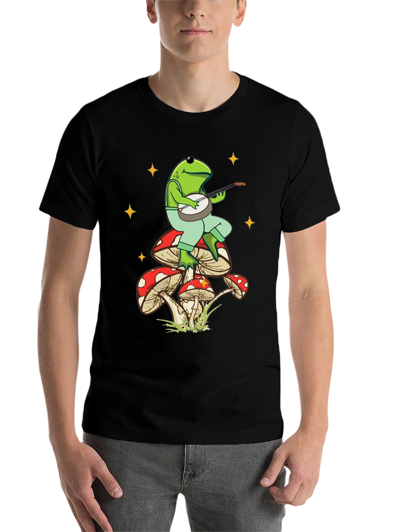 Black Frog Banjo Mushroom T-Shirt view 7