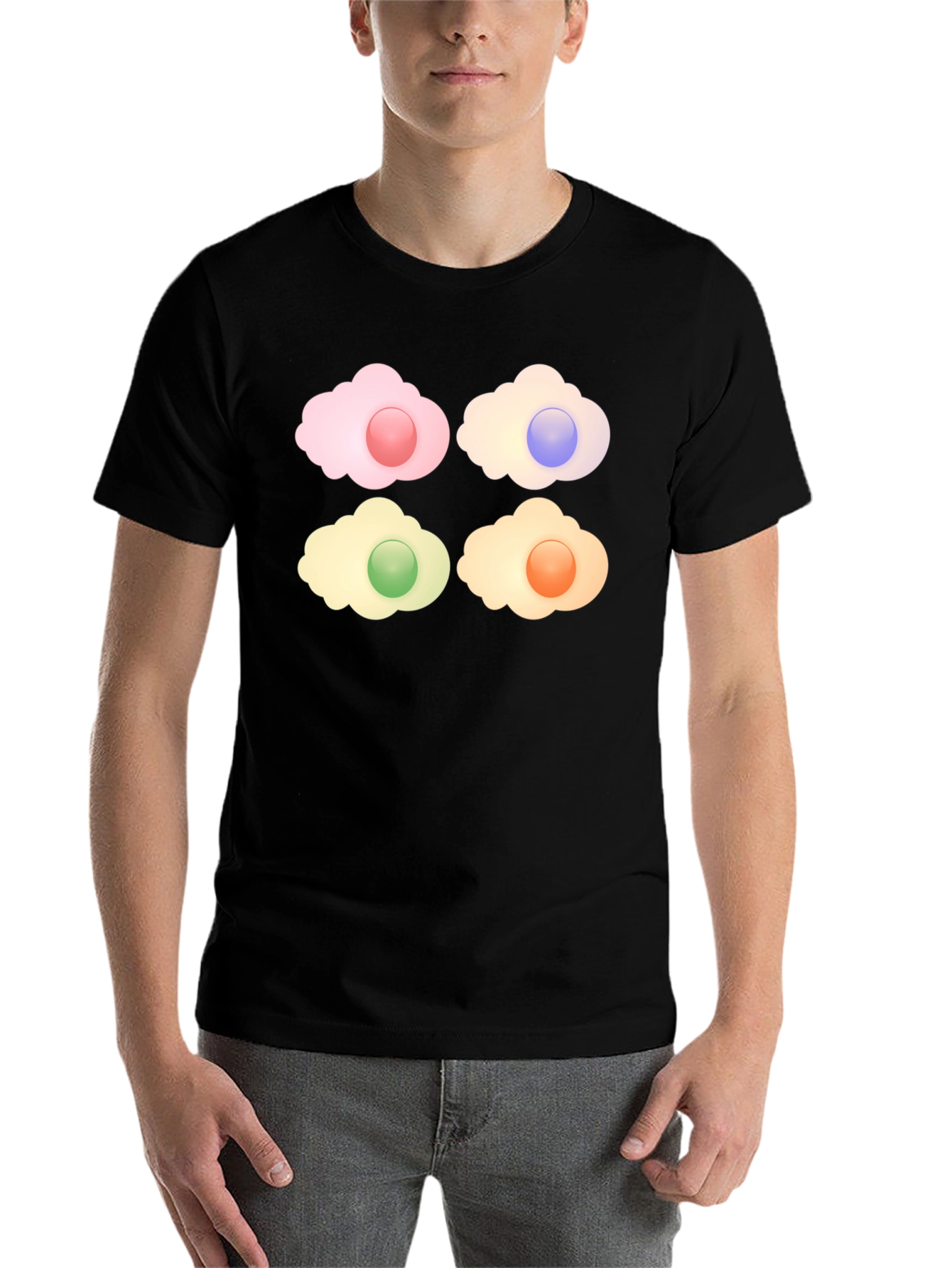Black Colorful Sunny Side Up Eggs Graphic T-Shirt view 7