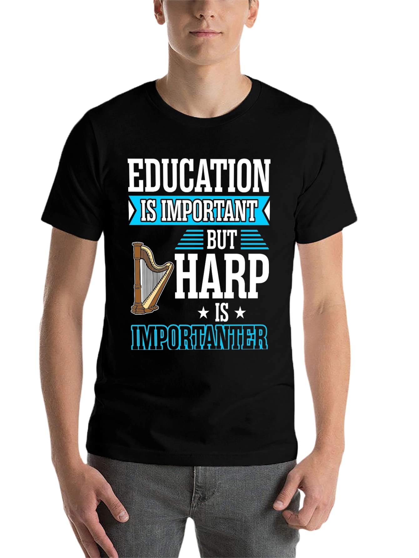Black Education Important, Harp Importanter T-Shirt view 7