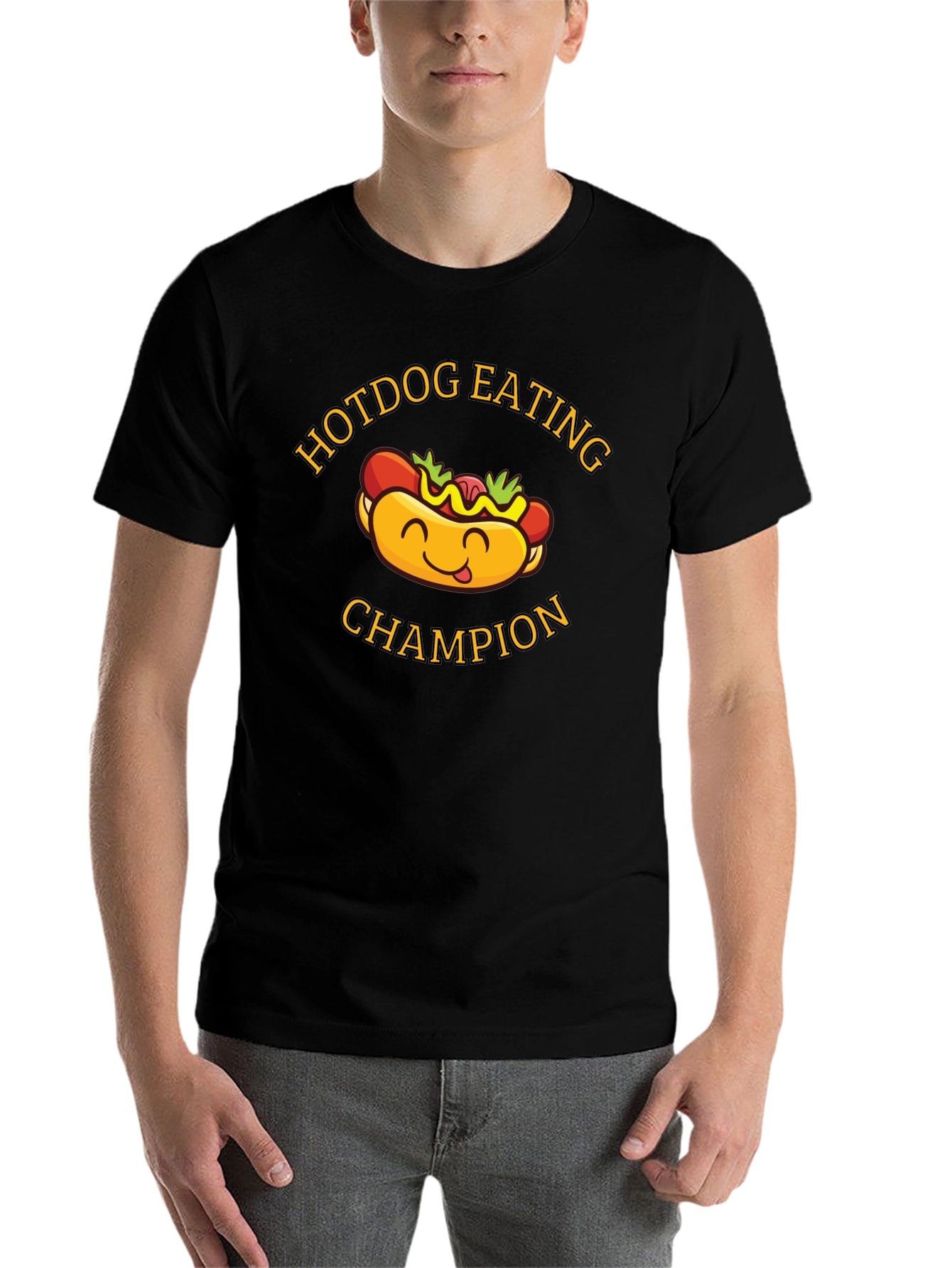 Black Hotdog Eating Champion Graphic T-Shirt view 7
