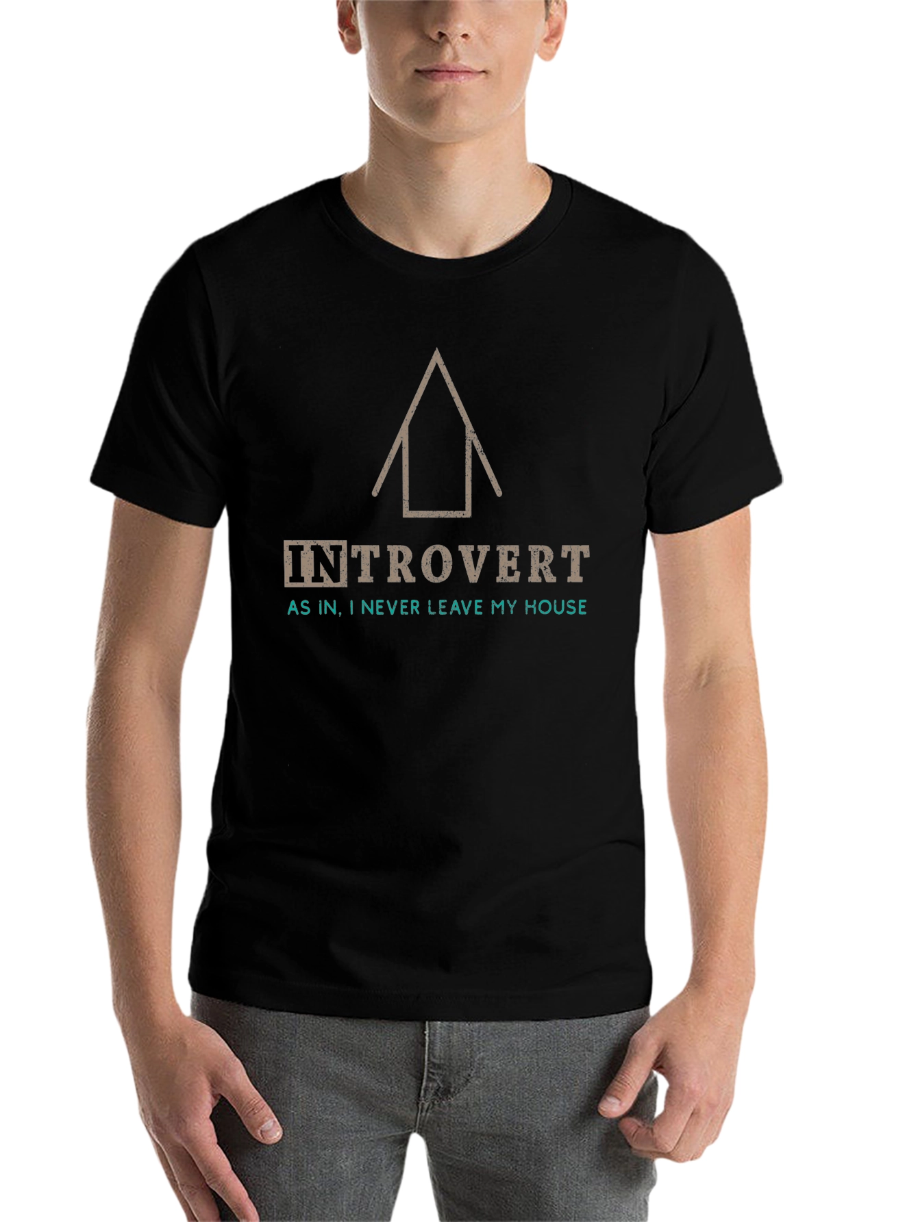 Black Introvert T-Shirt: As In, I Never Leave My House - Funny Graphic Tee view 7
