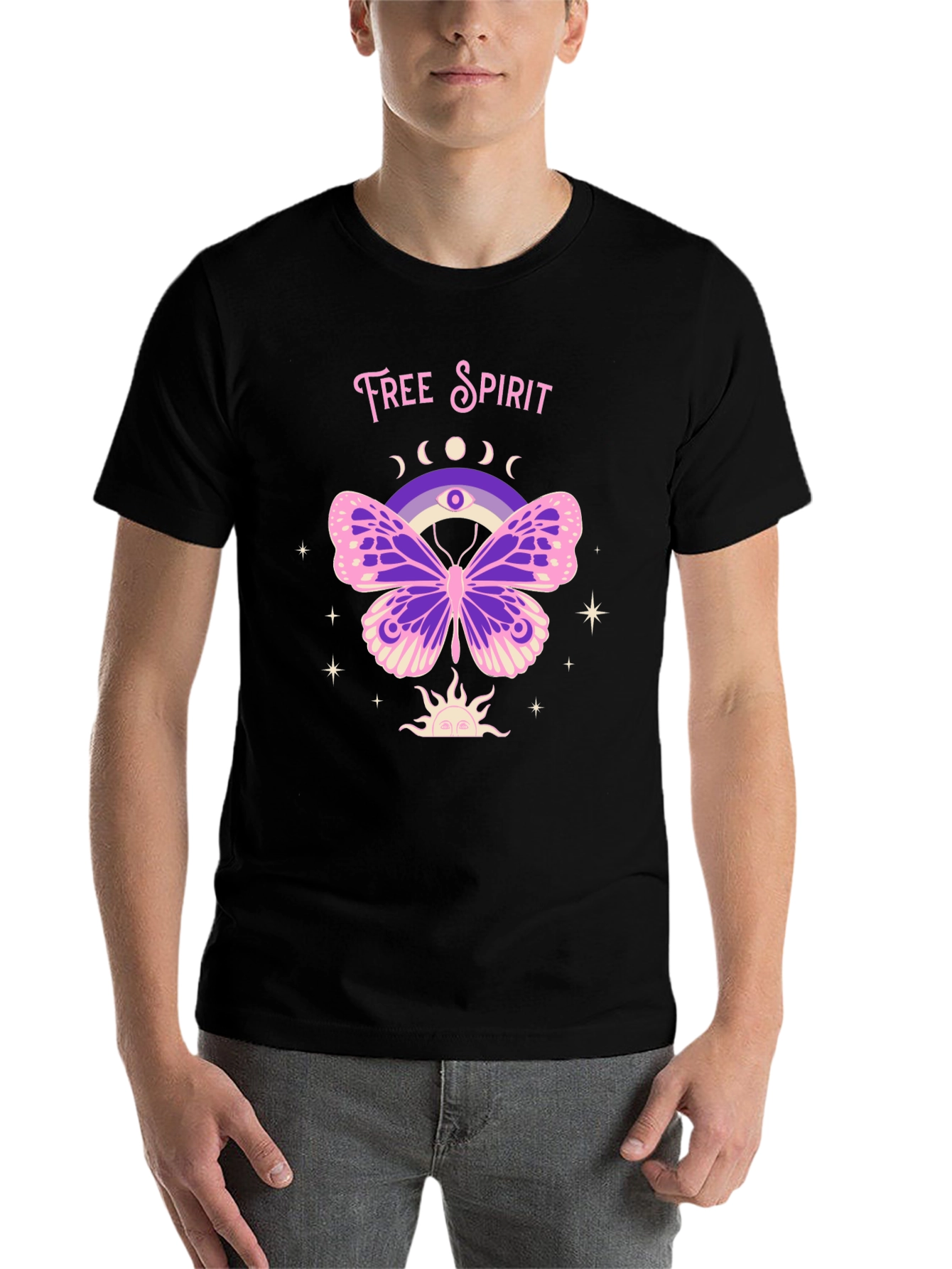 Black Free Spirit Butterfly Graphic Tee view 7