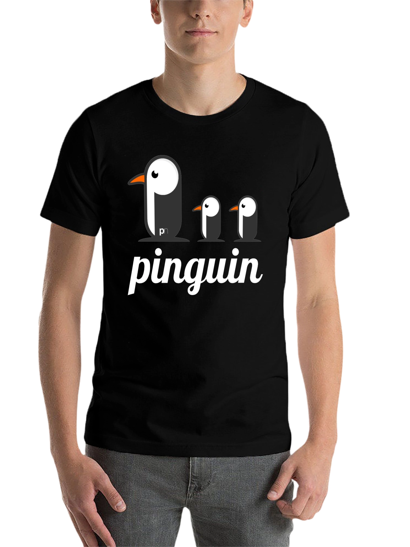 Black Pinguin Graphic T-Shirt - Black Cotton Tee view 7