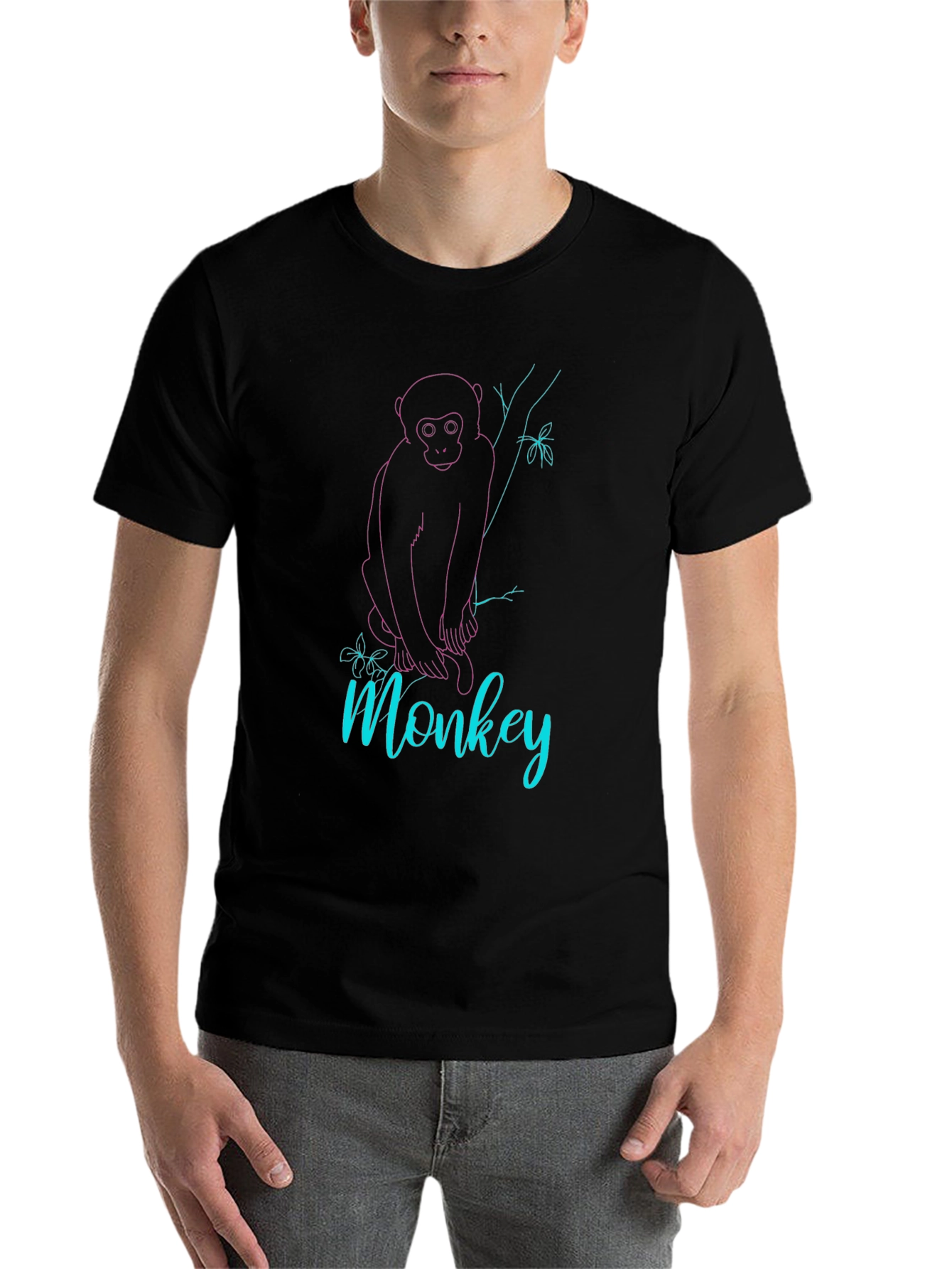 Black Monkey Graphic Tee - Black Cotton Blend view 7