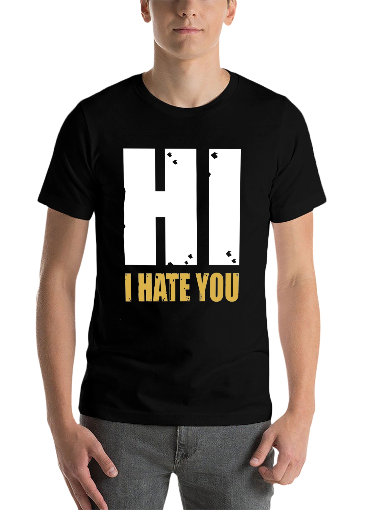 Black Hi I Hate You Graphic T-Shirt - Bold Statement Tee view 7